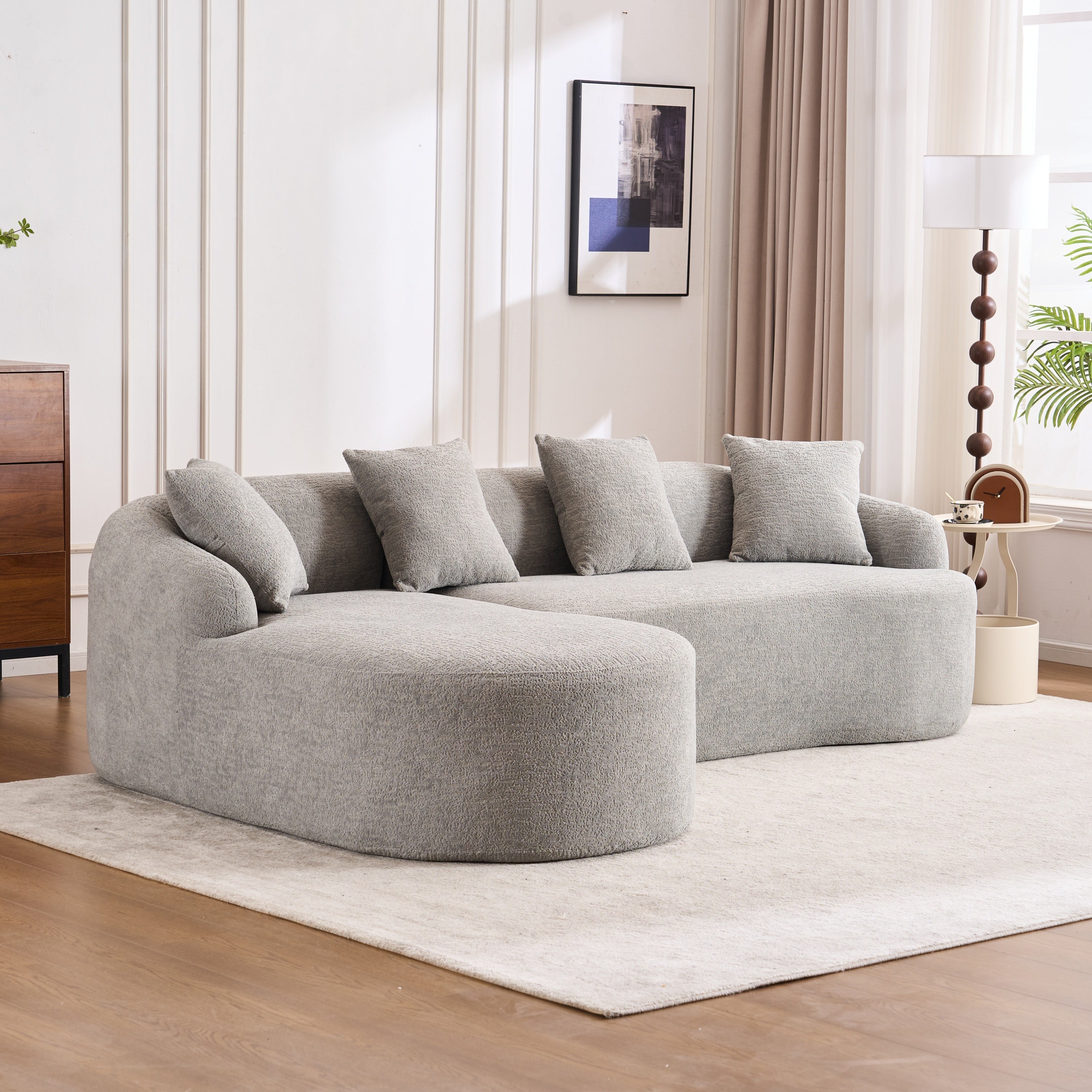 Boneless L-Shape Sectional Sofa with Curved Chaise