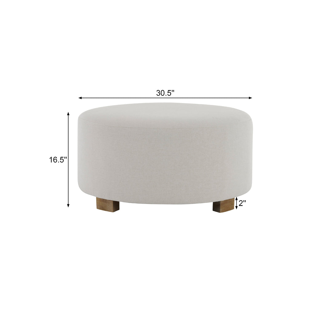 Modern Minimalist White Fabric Round Ottoman