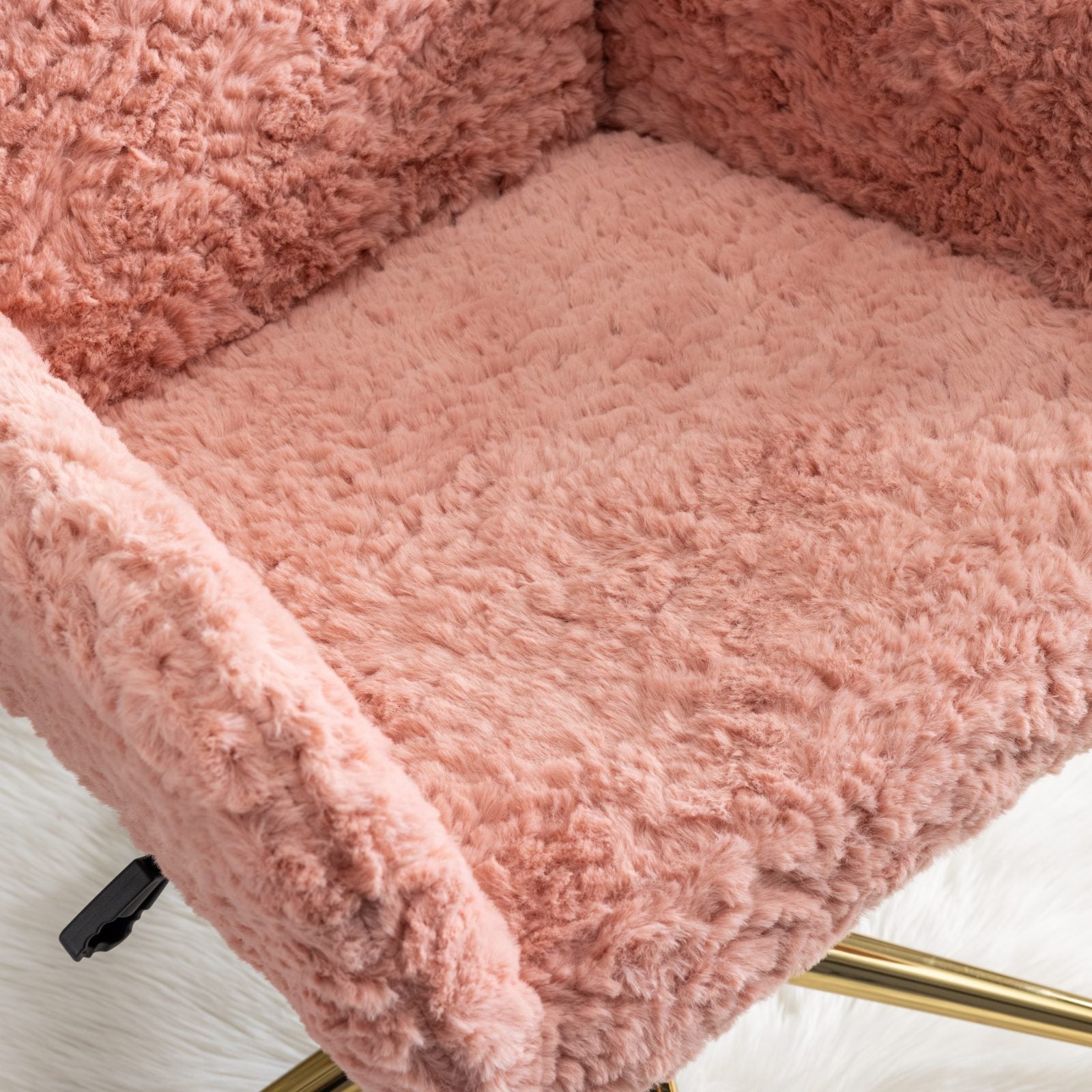 Artificial Rabbit Hair Home Office Chair with Golden Metal Base