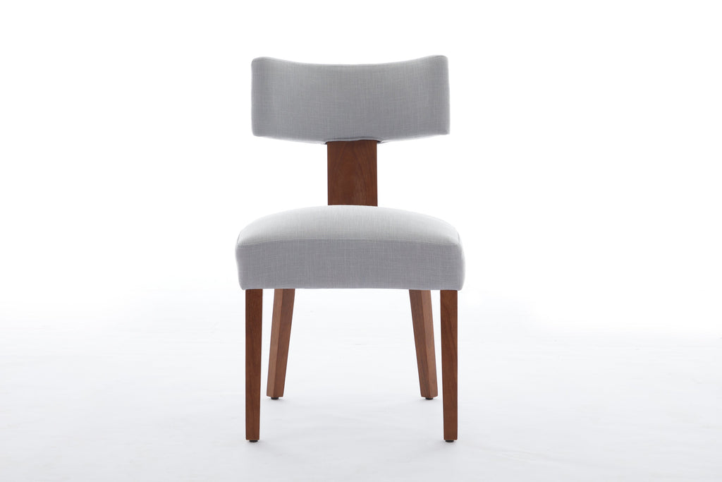 2Pcs  Modern Armless Dining Chairs With Curved Wingback and Solid Wooden Legs