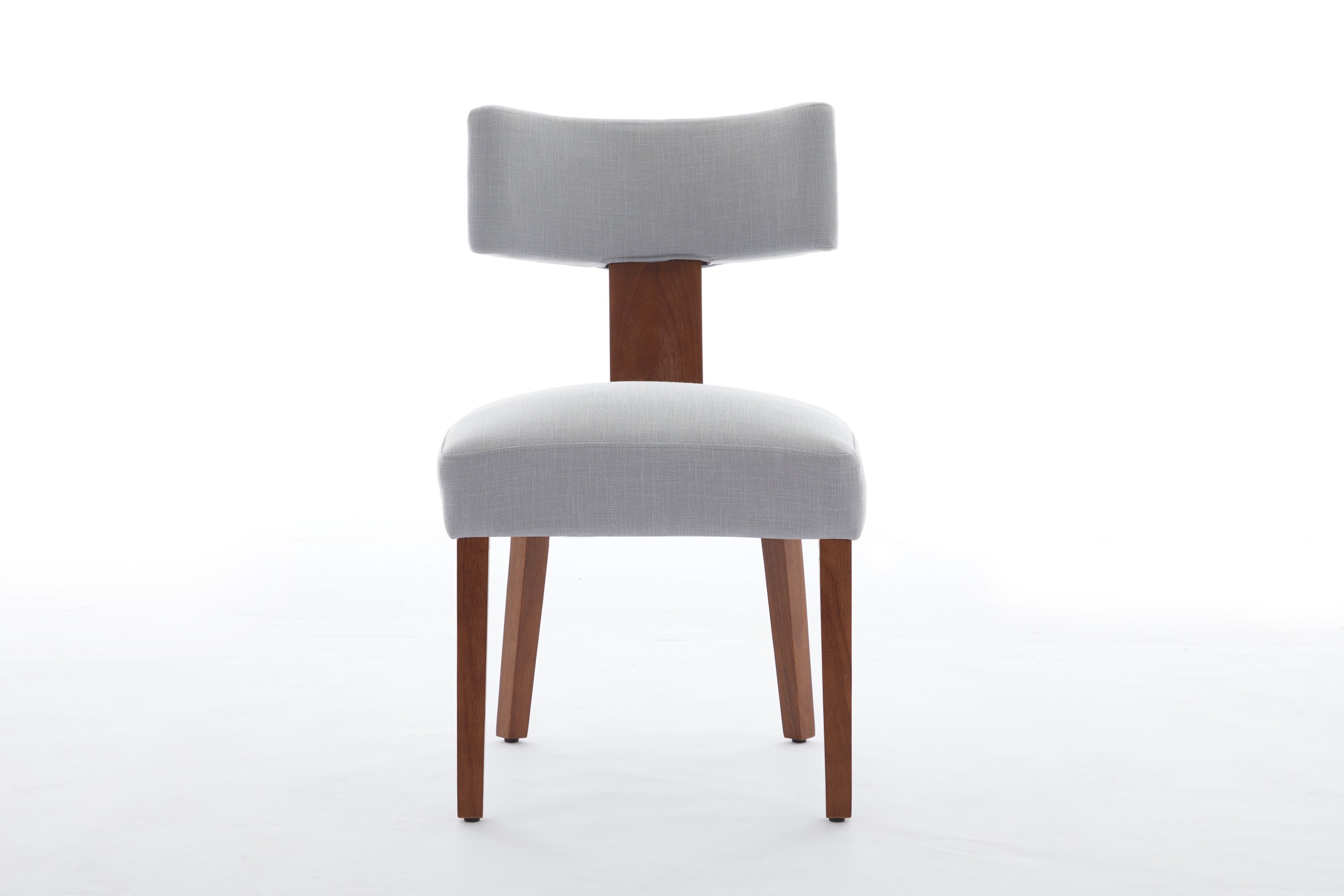 2Pcs  Modern Armless Dining Chairs With Curved Wingback and Solid Wooden Legs