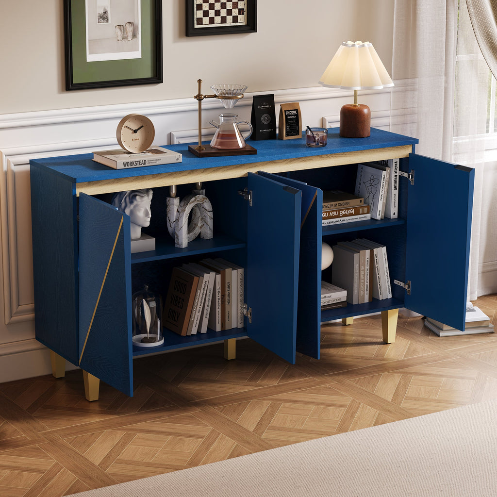 60' Retro Sideboard Cabinet with Adjustable Shelves