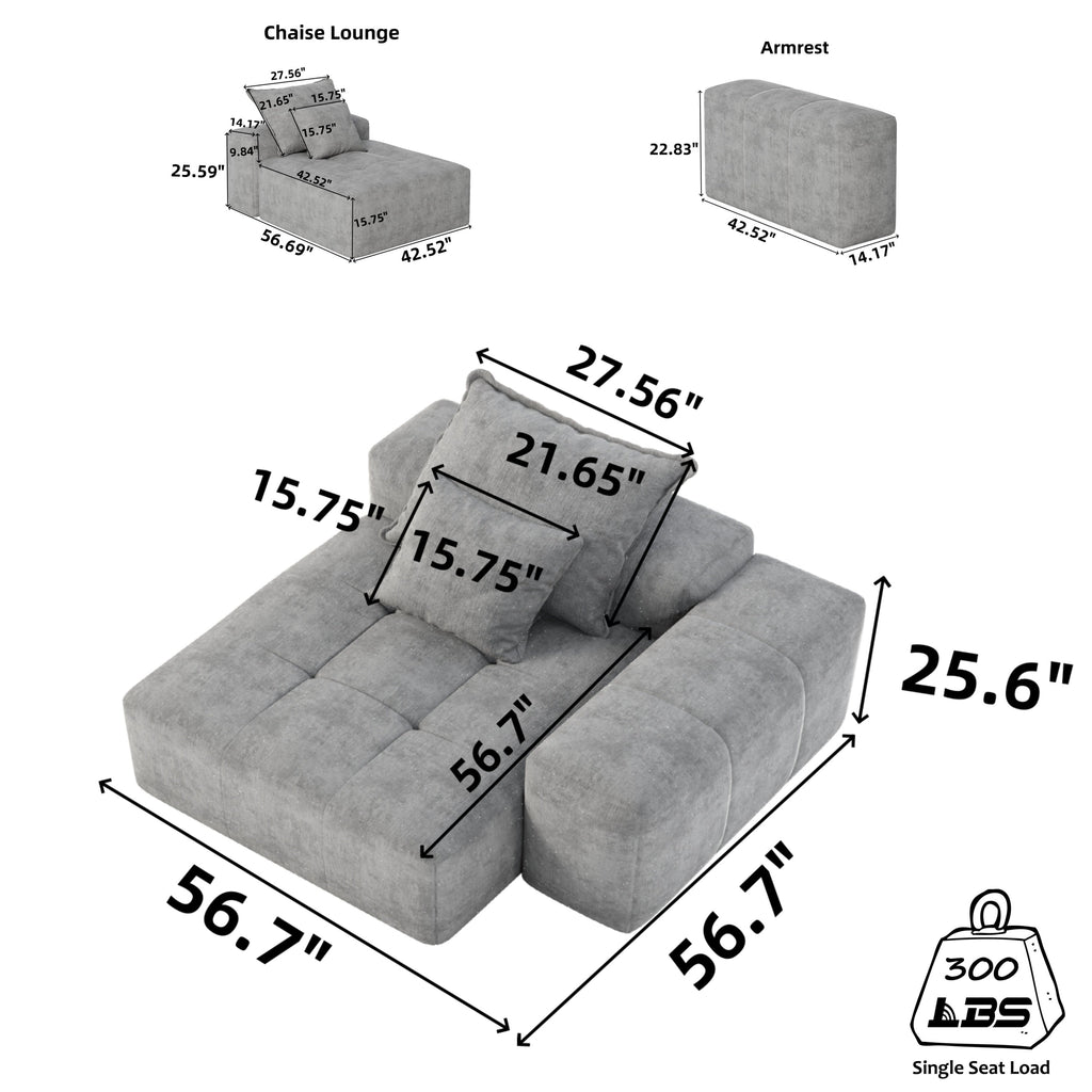 Modern Oversized Modular Sectional DIY Sofa
