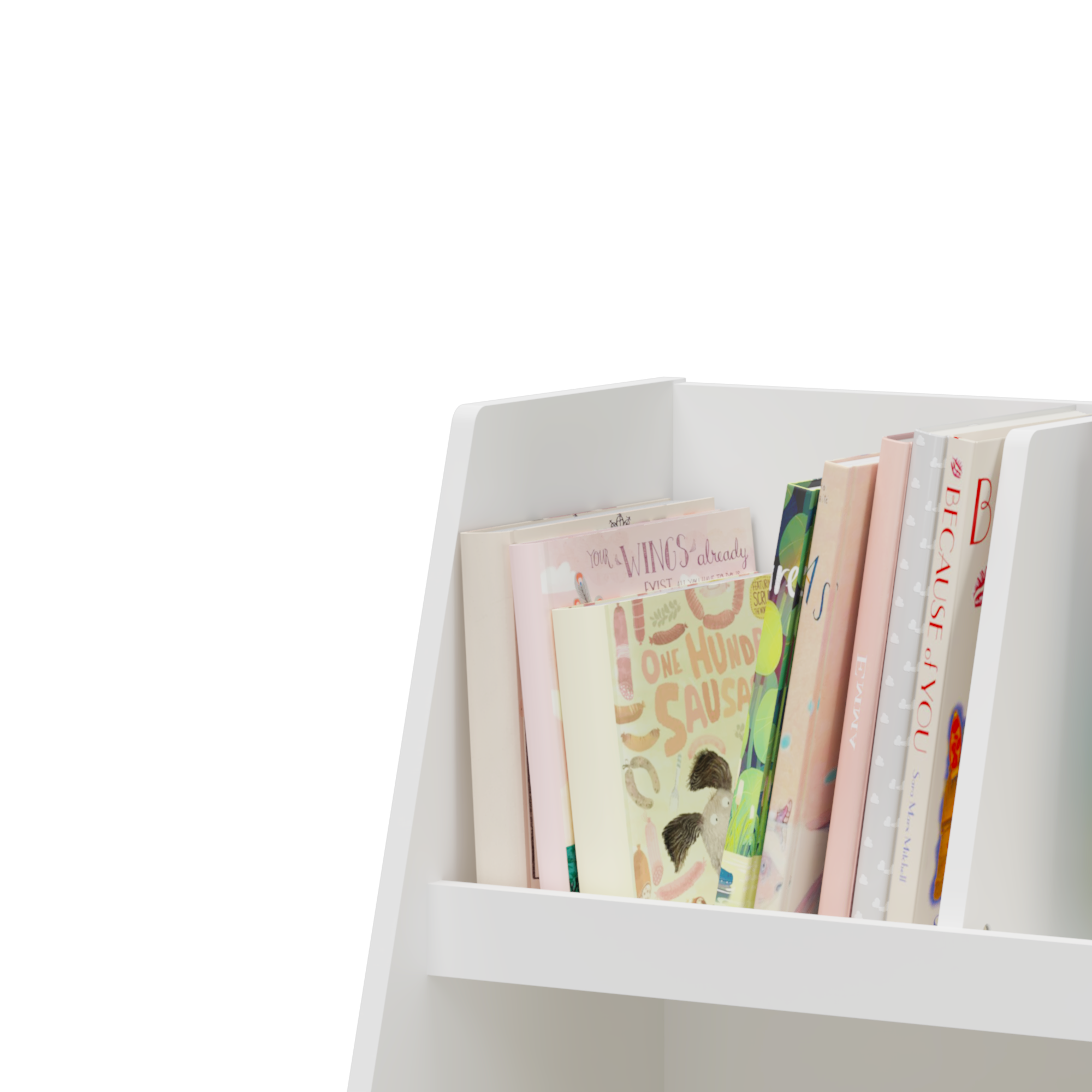Modern Kids Bookshelf and Toy Organizer with White MDF and Pine Legs