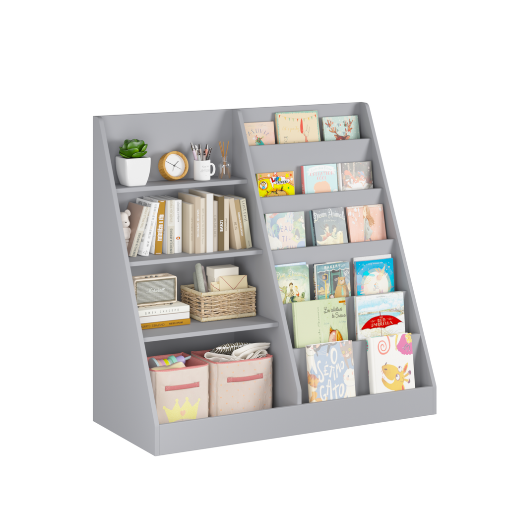 Multifunctional 4 Tier Wooden Kids Book Shelf with  Bookcase Display Stand