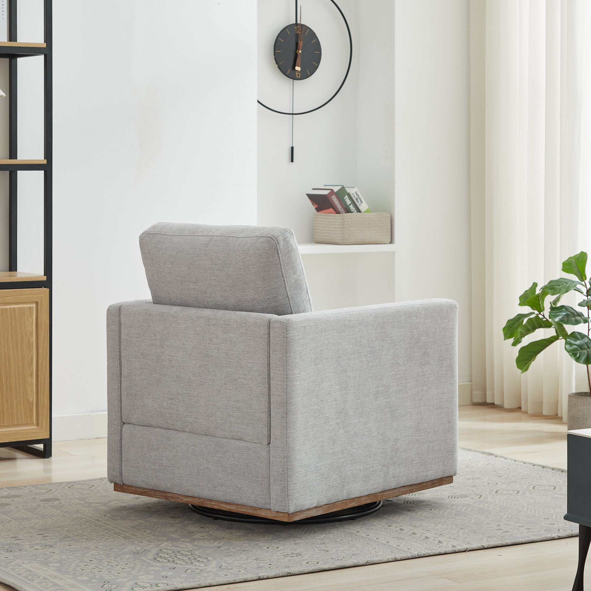 Modern Square Chenille Upholstered Swivel Accent Chair