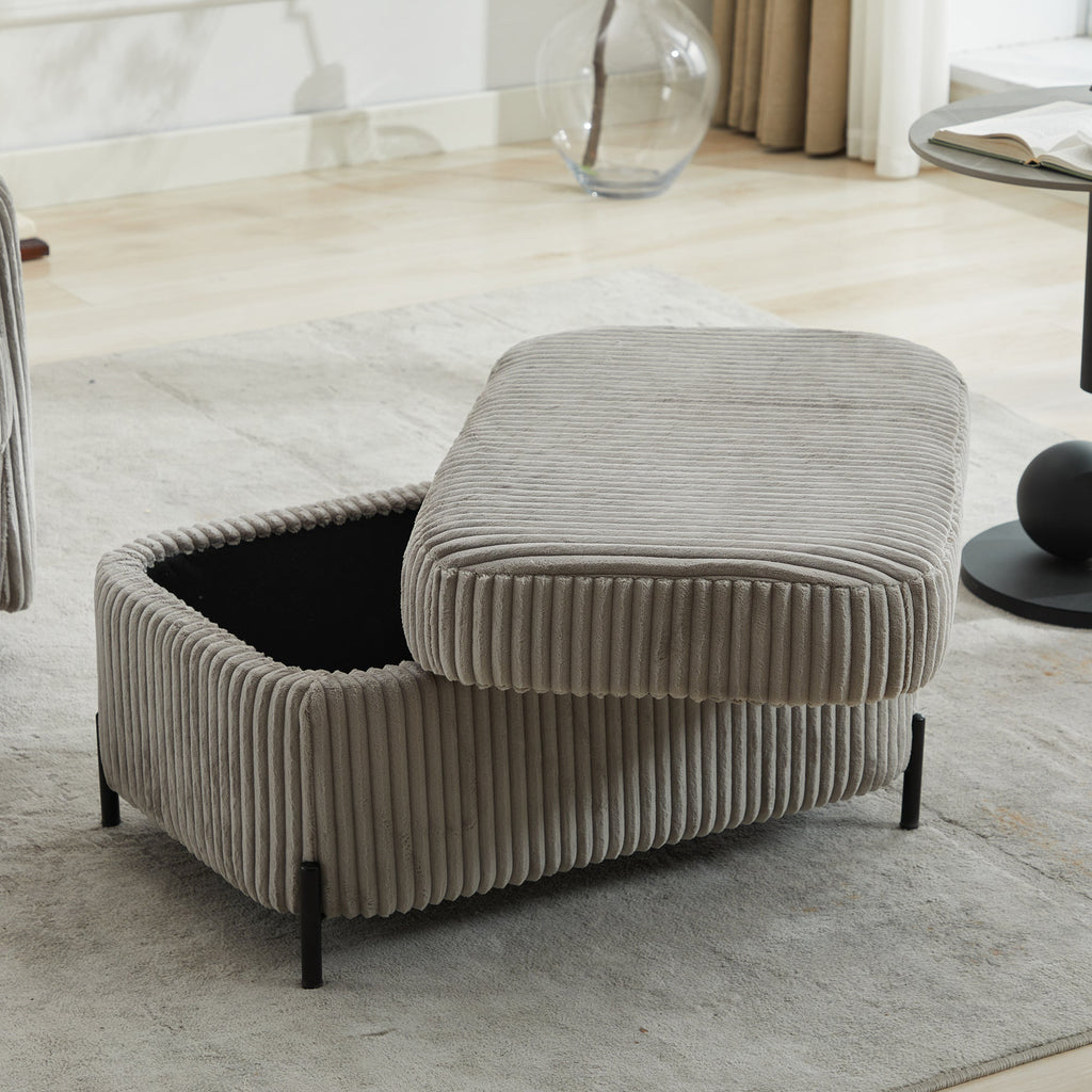 30.3' W Corduroy Upholstered  Storage Large Ottoman