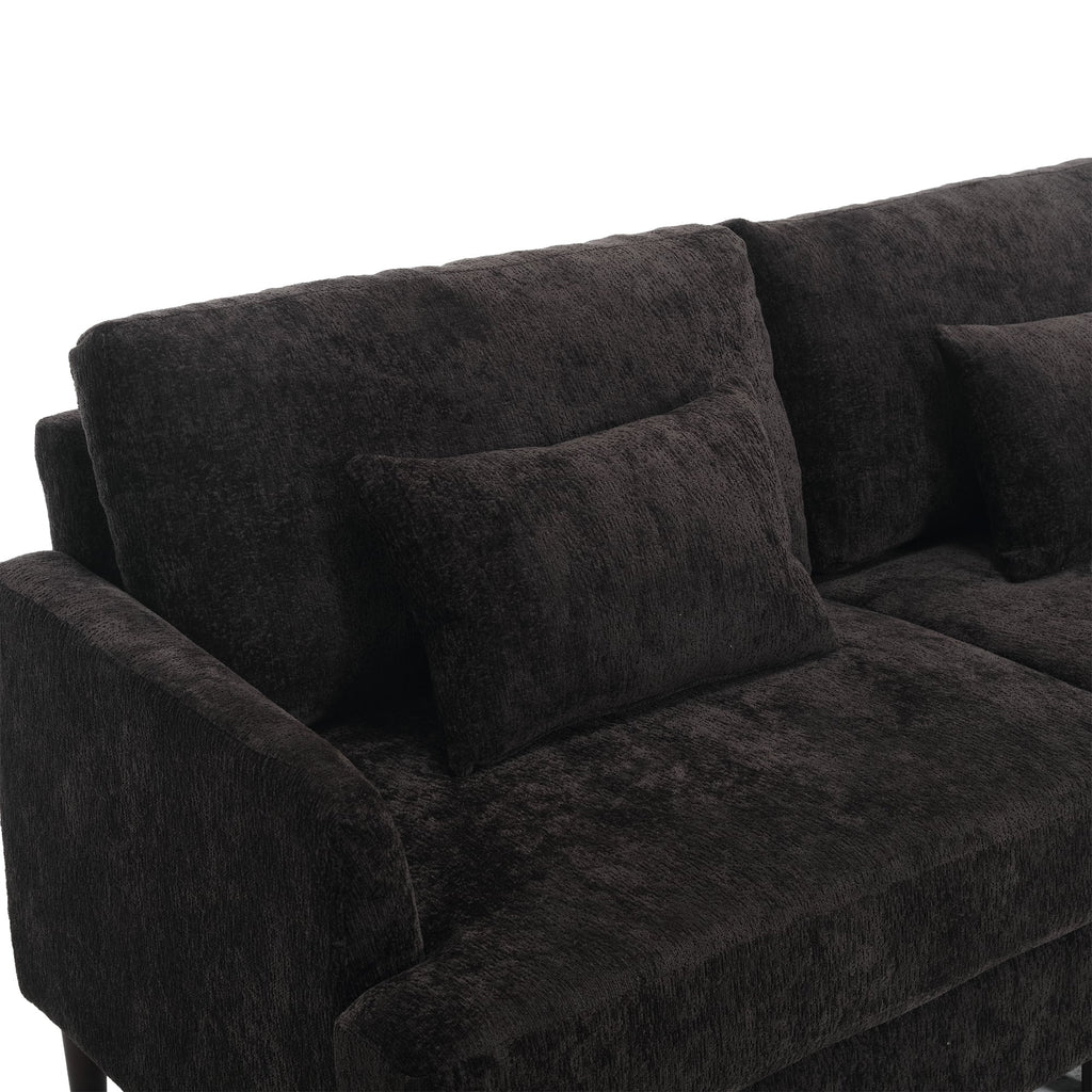 Mid Century Modern Chenille Fabric Loveseat Sofa