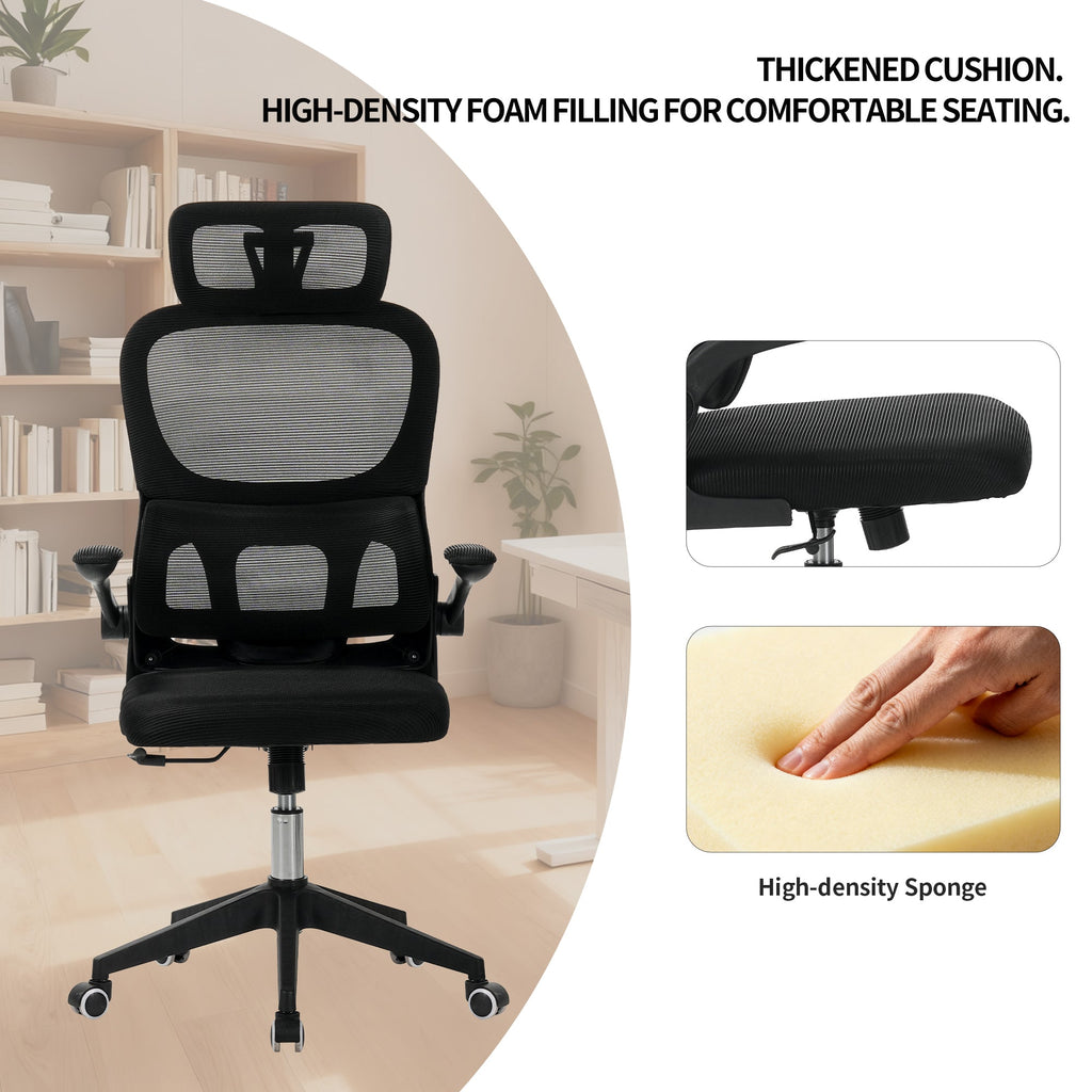 High Back Ergonomic Mesh Office Chair Black Big Tall Tilt 3D Headrest Lumbar Support Swivel Rolling Chair