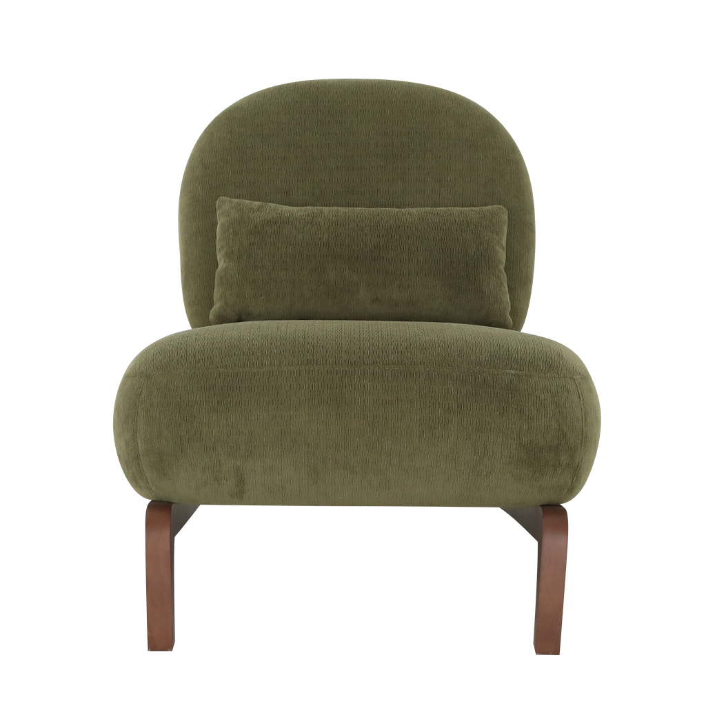 Velvet Accent Chair with Solid Wood Legs