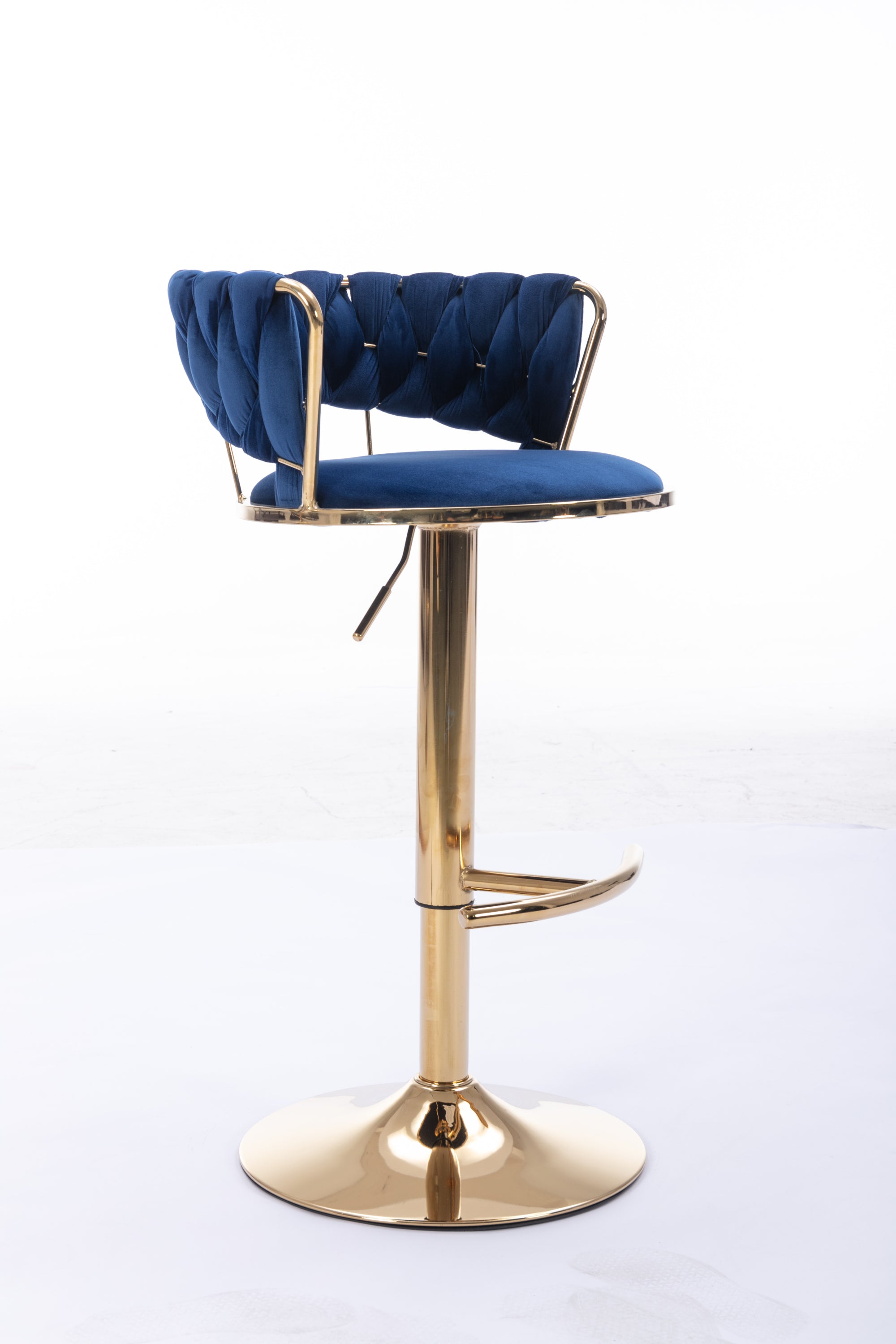 Swivel Height Adjustable Velvet Bar Stools with Golden Leg (Set of 2 )