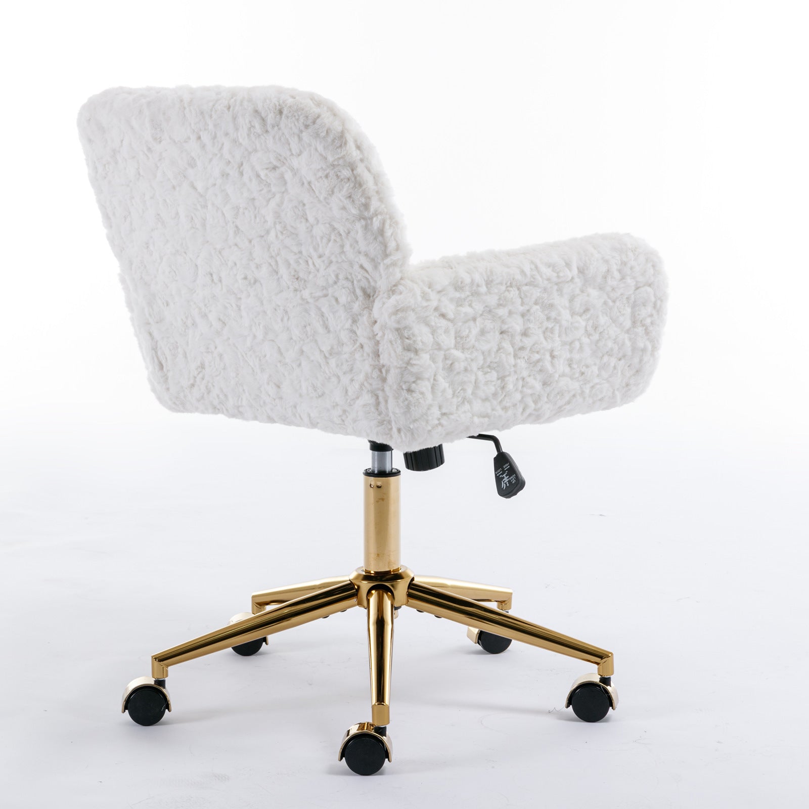 Artificial Rabbit Hair Home Office Chair with Golden Metal Base