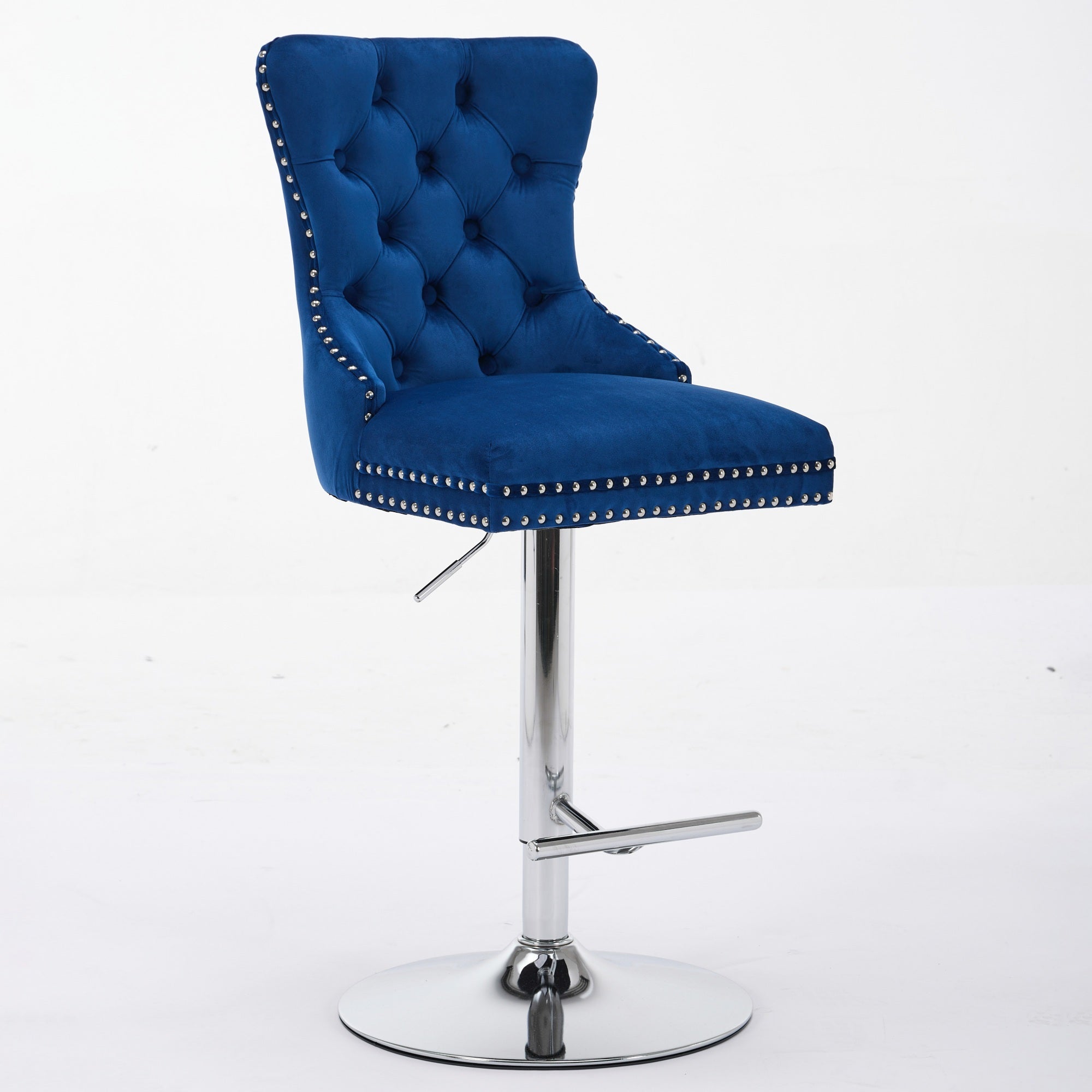 Modern Upholstered Swivel Velvet Barstools (Set of 2)