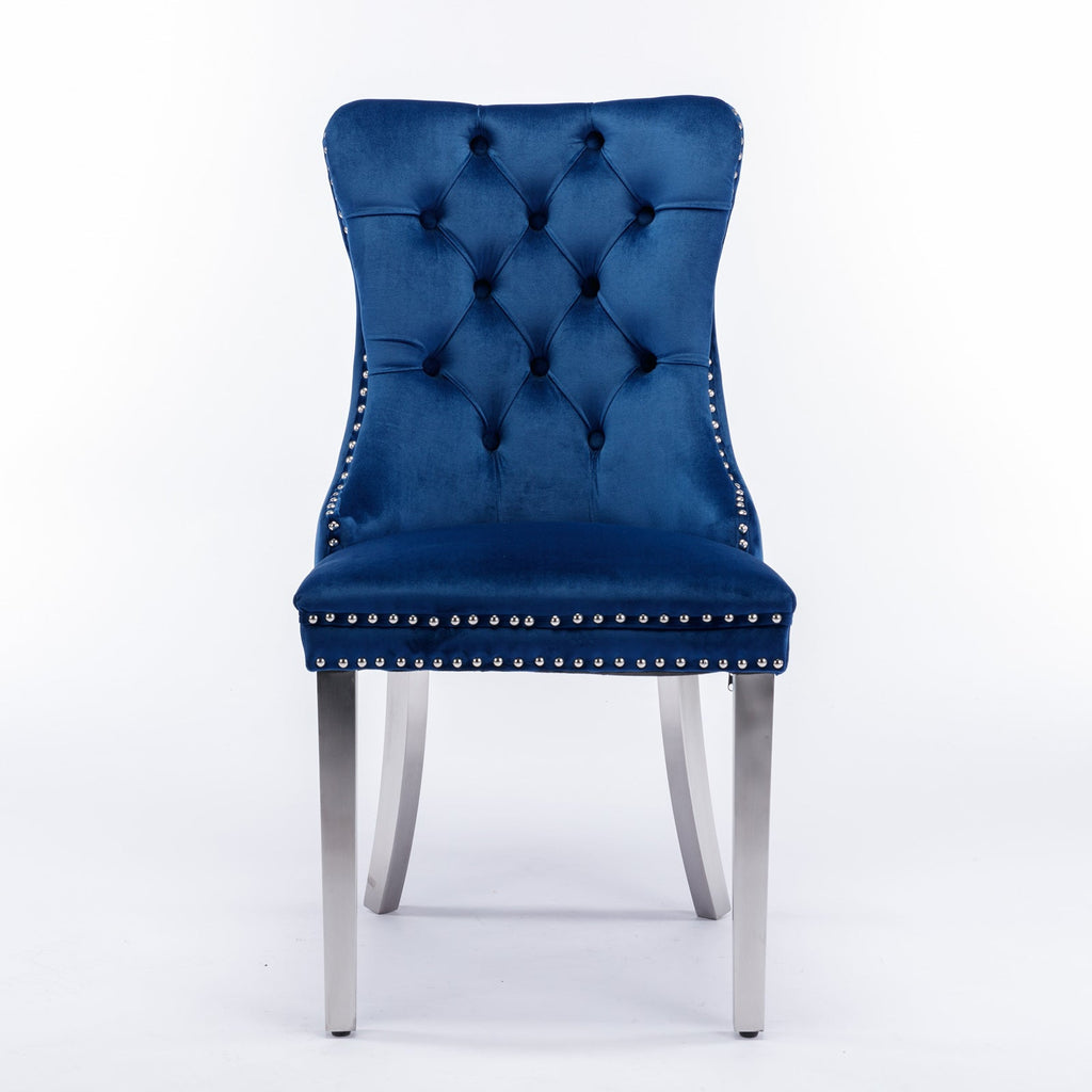 Modern High-end Tufted Solid Wood Velvet Dining Chairs (Set of 2)