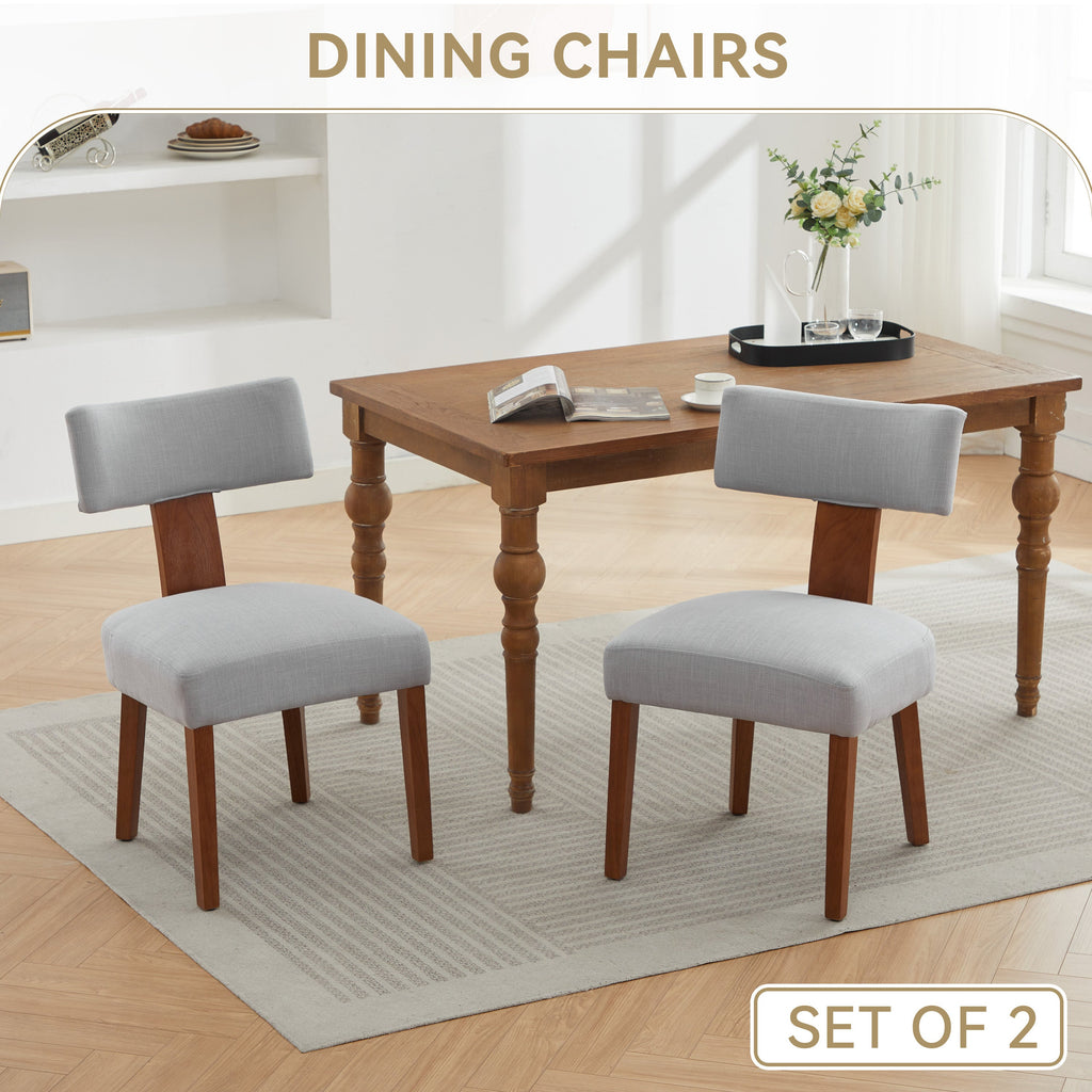 2Pcs  Modern Armless Dining Chairs With Curved Wingback and Solid Wooden Legs