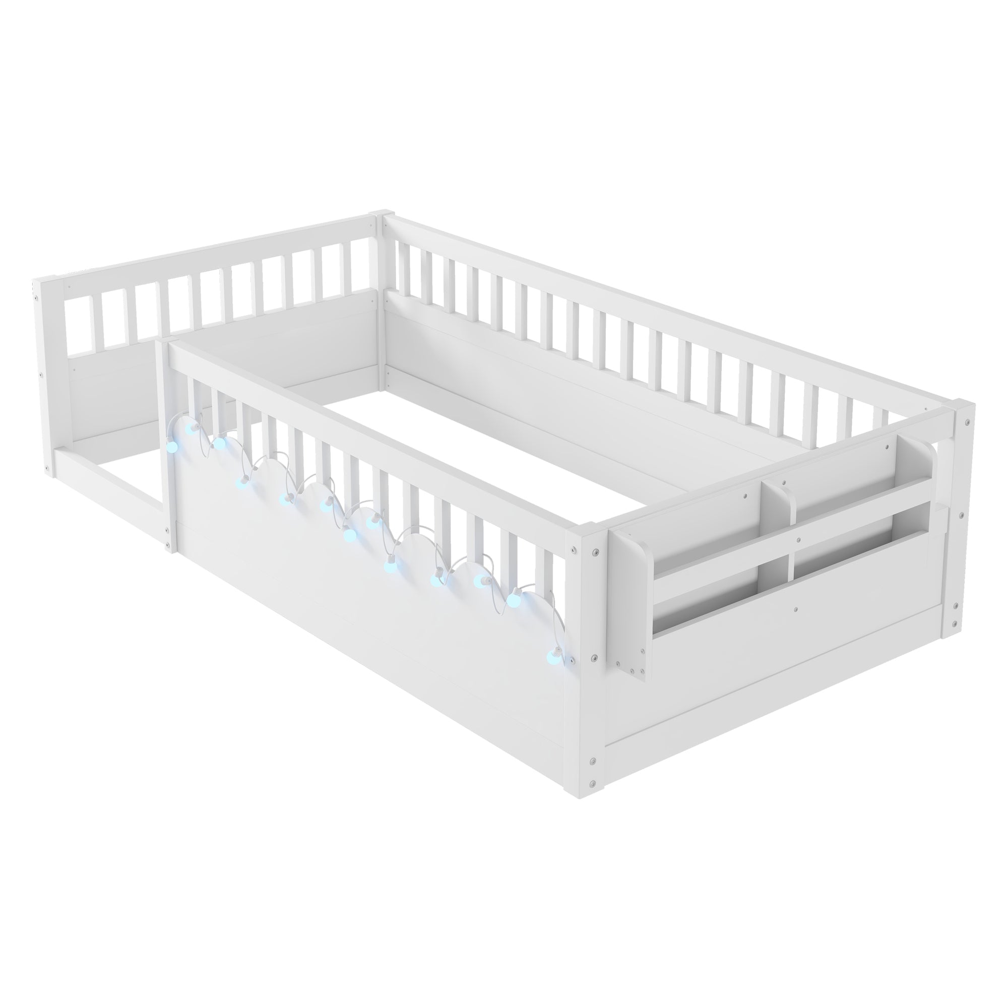 Twin/Full Montessori Floor Kids Bed Frame with High Rails