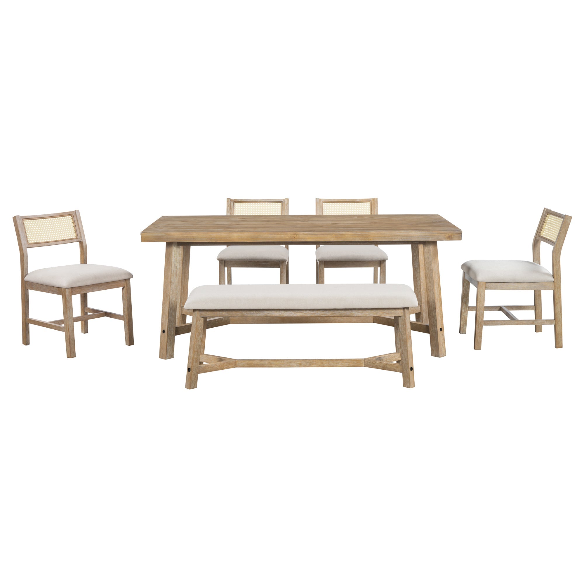 6 Pieces Retro Farmhouse Style Dining Set