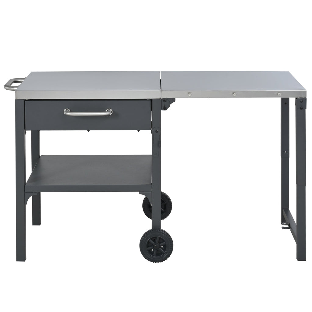 Foldable BBQ cart with storage, portable for backyard & patio cooking
