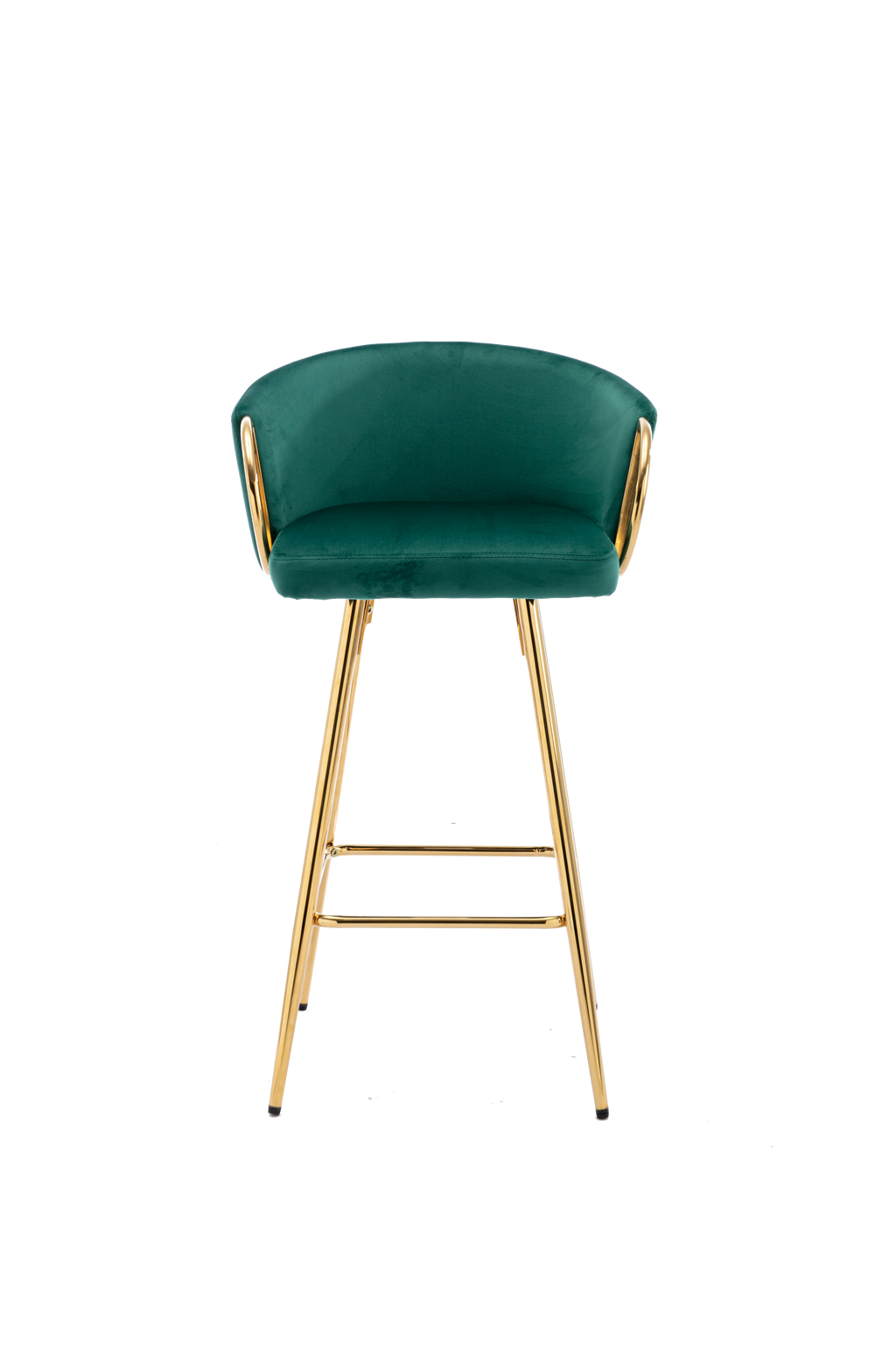 Velvet Bar Stools with Chrome Footrest and Base（Set of 2)