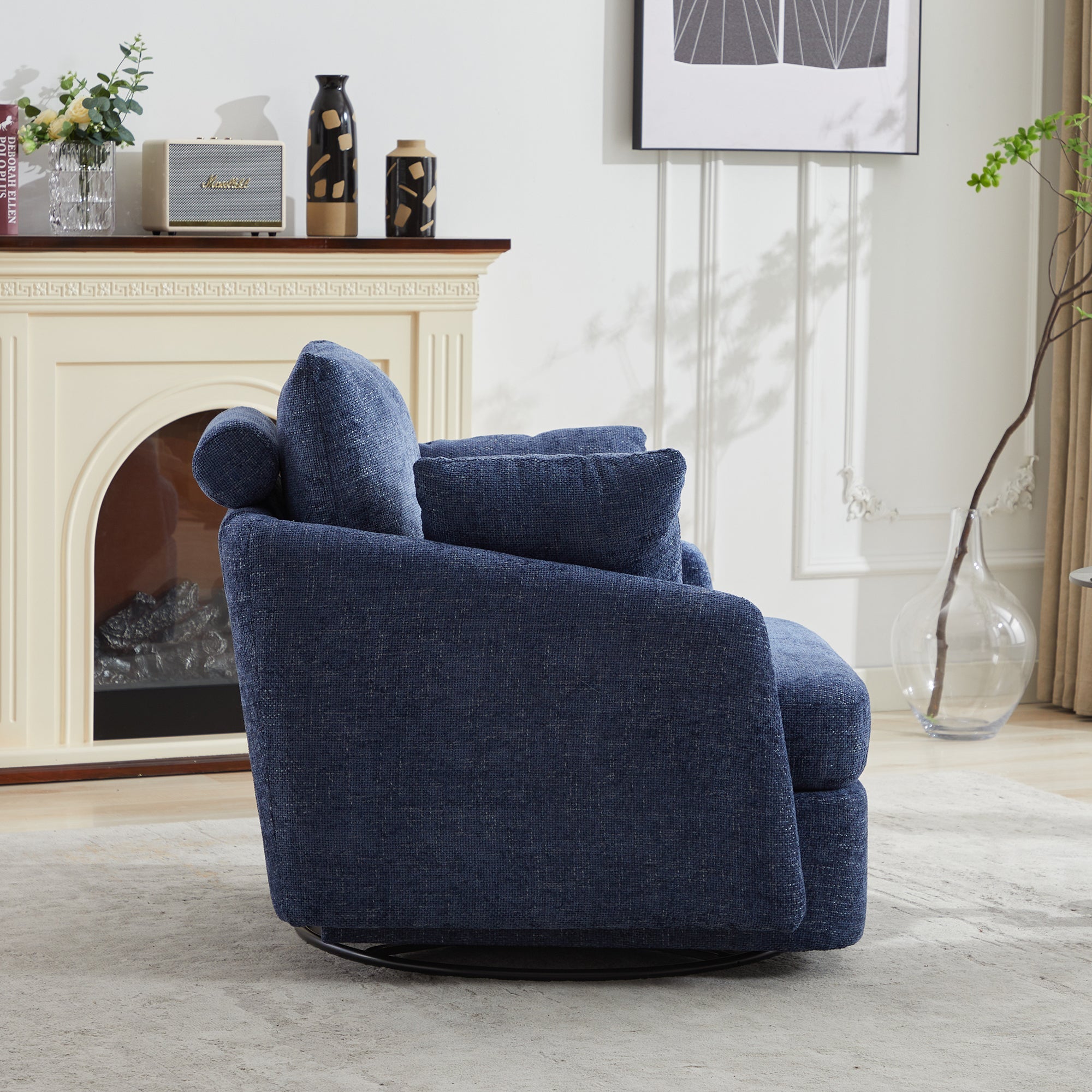 40.55'W Swivel Accent Sofa Chair with 2 Thorw Pillows