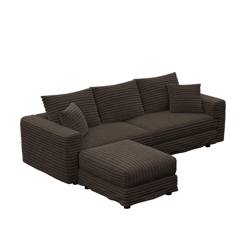 82.7' Modern Comfy Cloud Couch Sofa with Soft Pillows + Ottomans Option