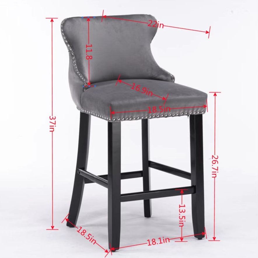 Leisure Style Velvet Upholstered Wing-Back Barstools (Set of 2)
