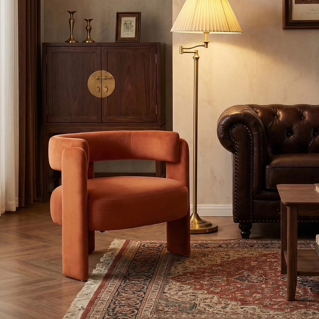 Mid-Century Velvet Comfy Single Sofa Accent Chair