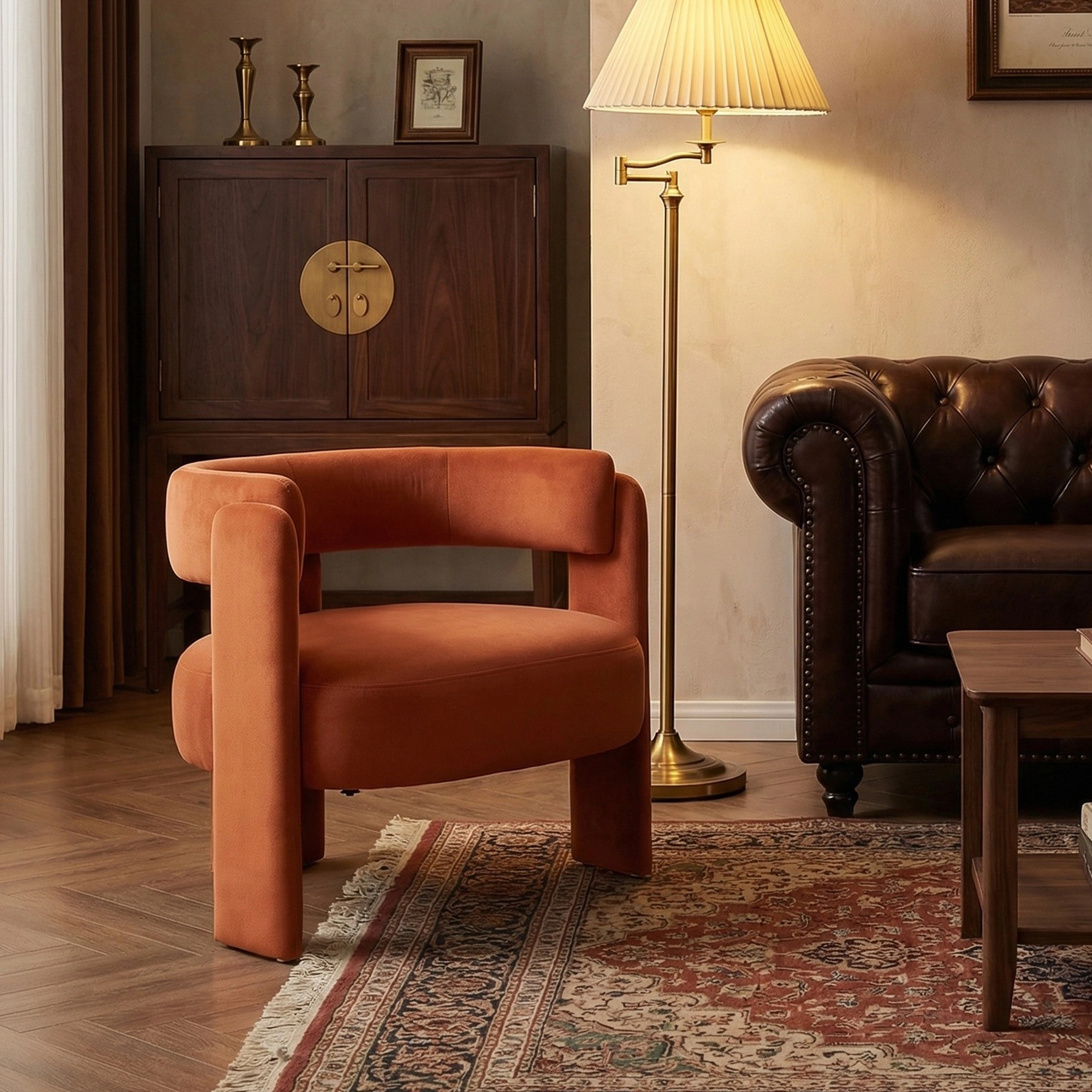 Mid-Century Velvet Comfy Single Sofa Accent Chair