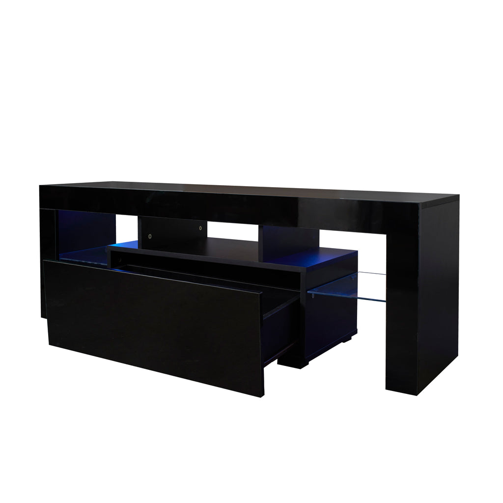 51" Black TV Stand with LED RGB Lights