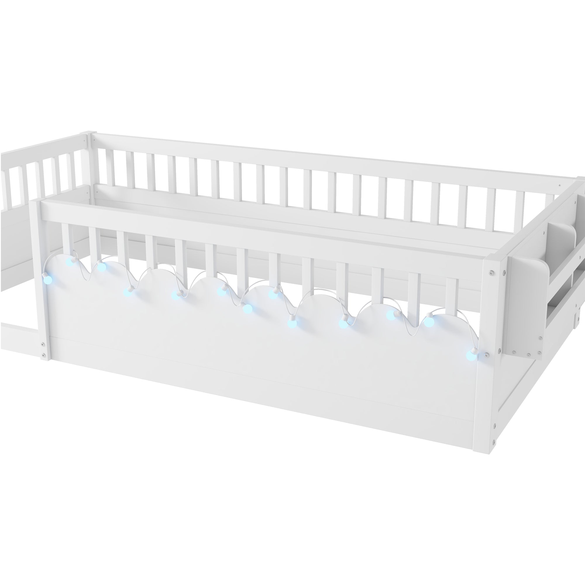 Twin/Full Montessori Floor Kids Bed Frame with High Rails