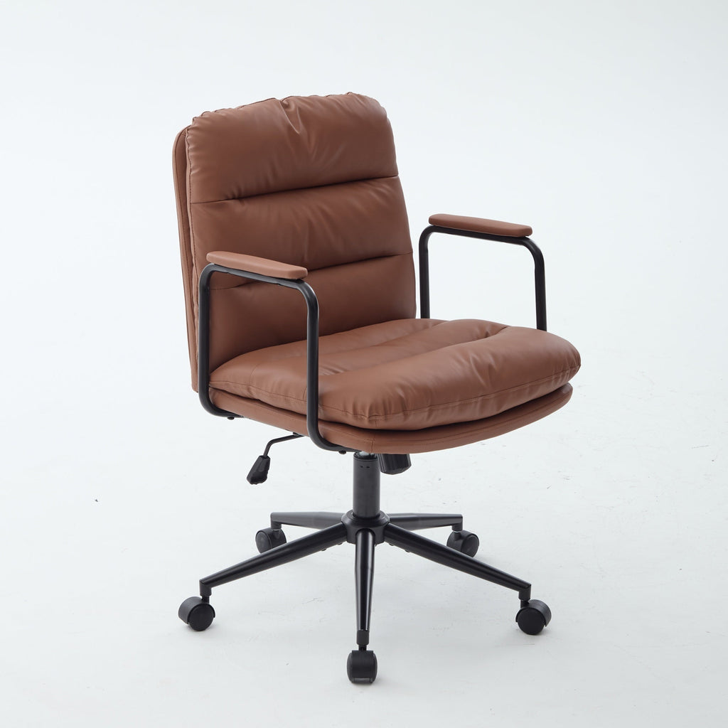 Mid Back Home Office Ergonomic PU Leather Computer Rolling Swivel Chair
