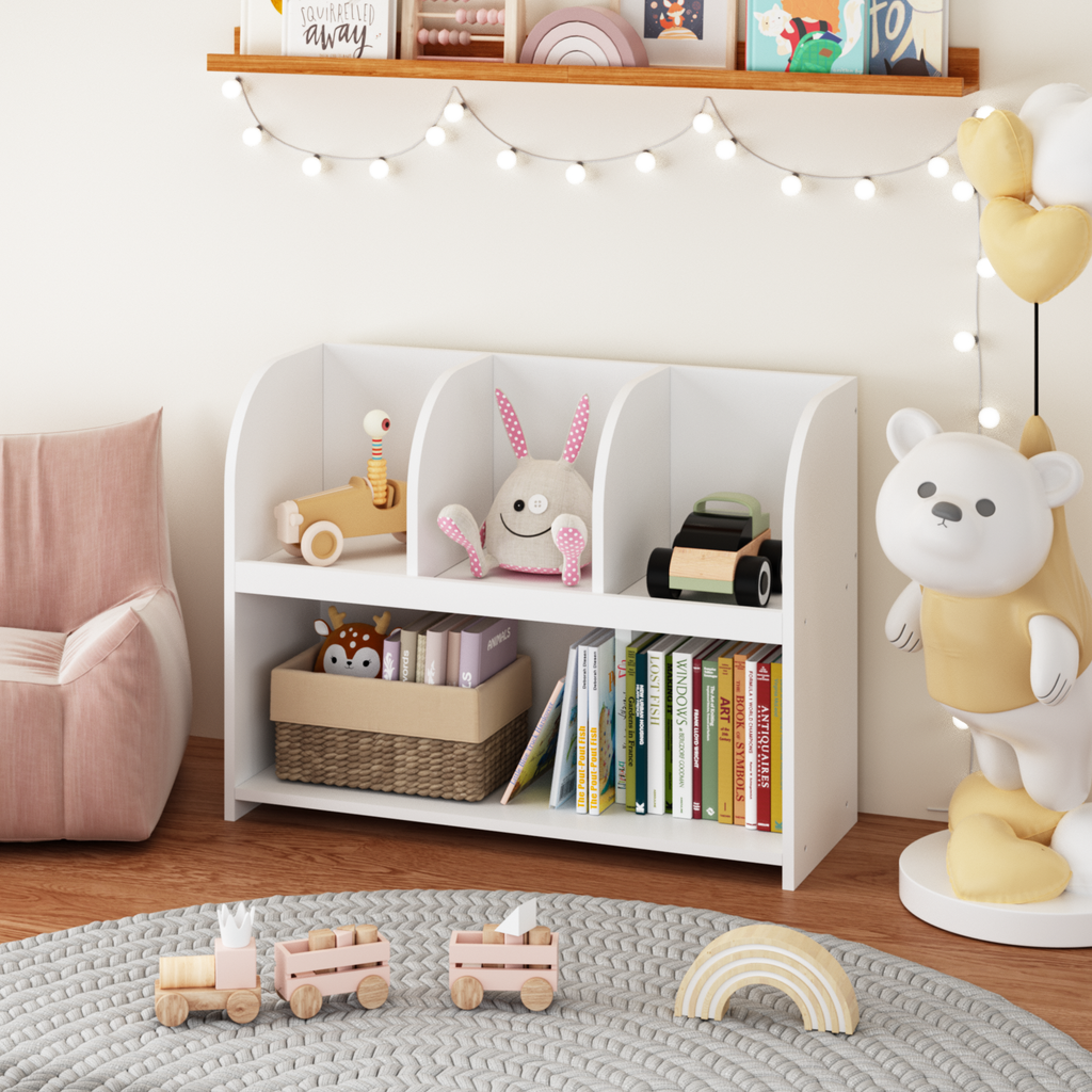 Kids Bookcase with 4 Compartments