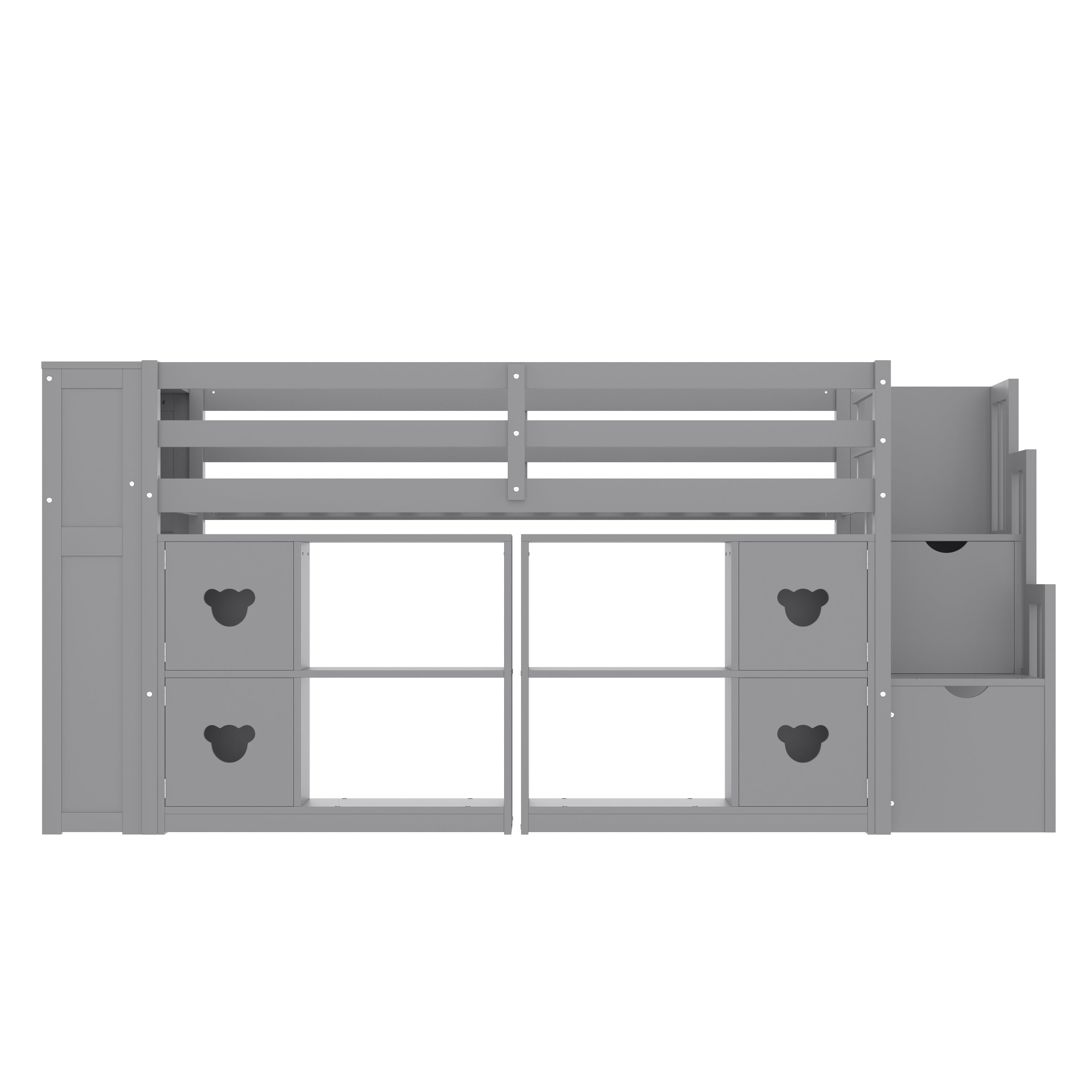 Kids Twin Loft Bed with Storage Cabinets