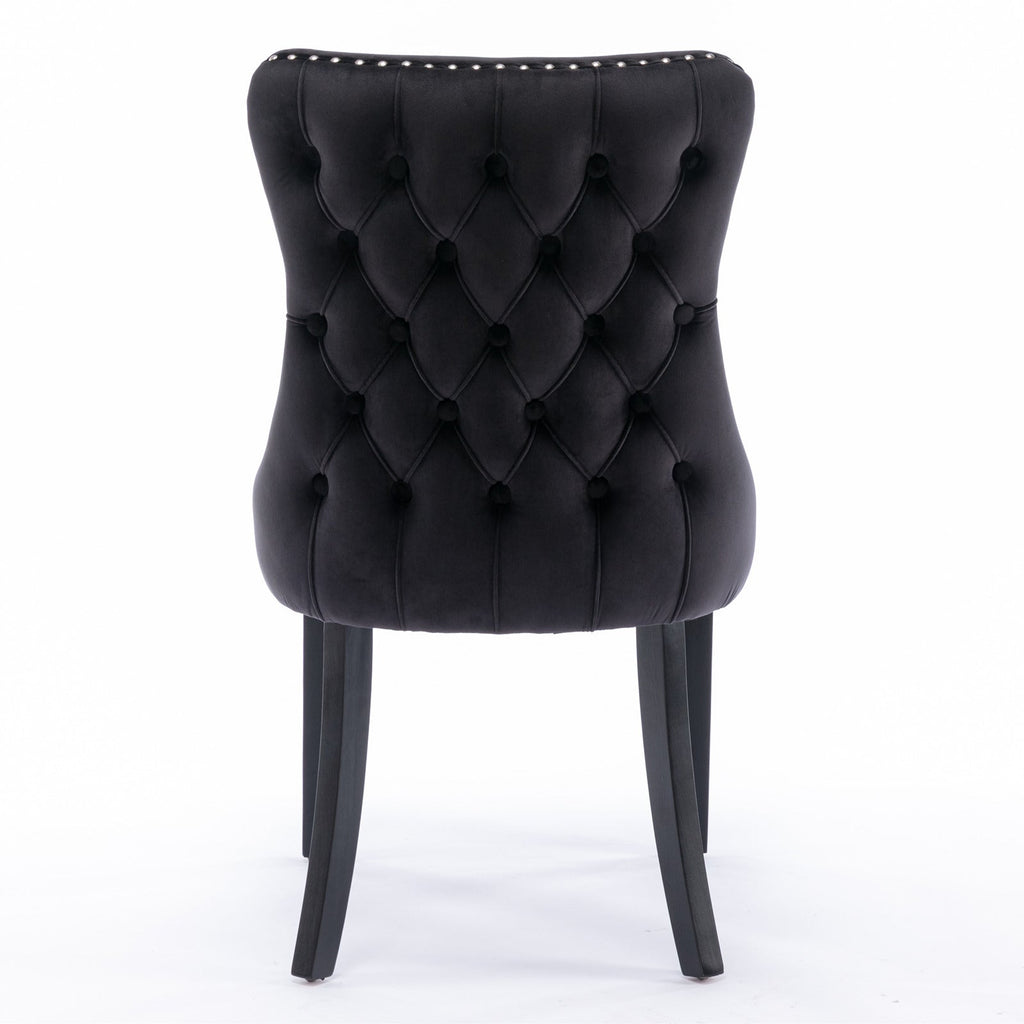 Modern Velvet Upholstered Wing-Back Dining Chairs (Set of 2)
