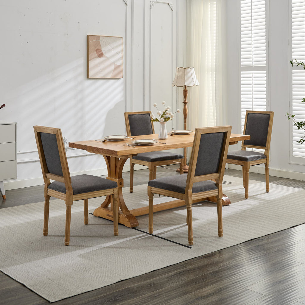 French Louis Dining Chairs with Square Backrest (Set of 2)