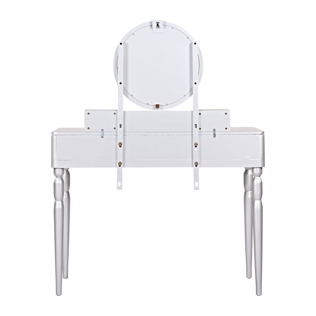 Luxury Vanity Desk with Round Mirror
