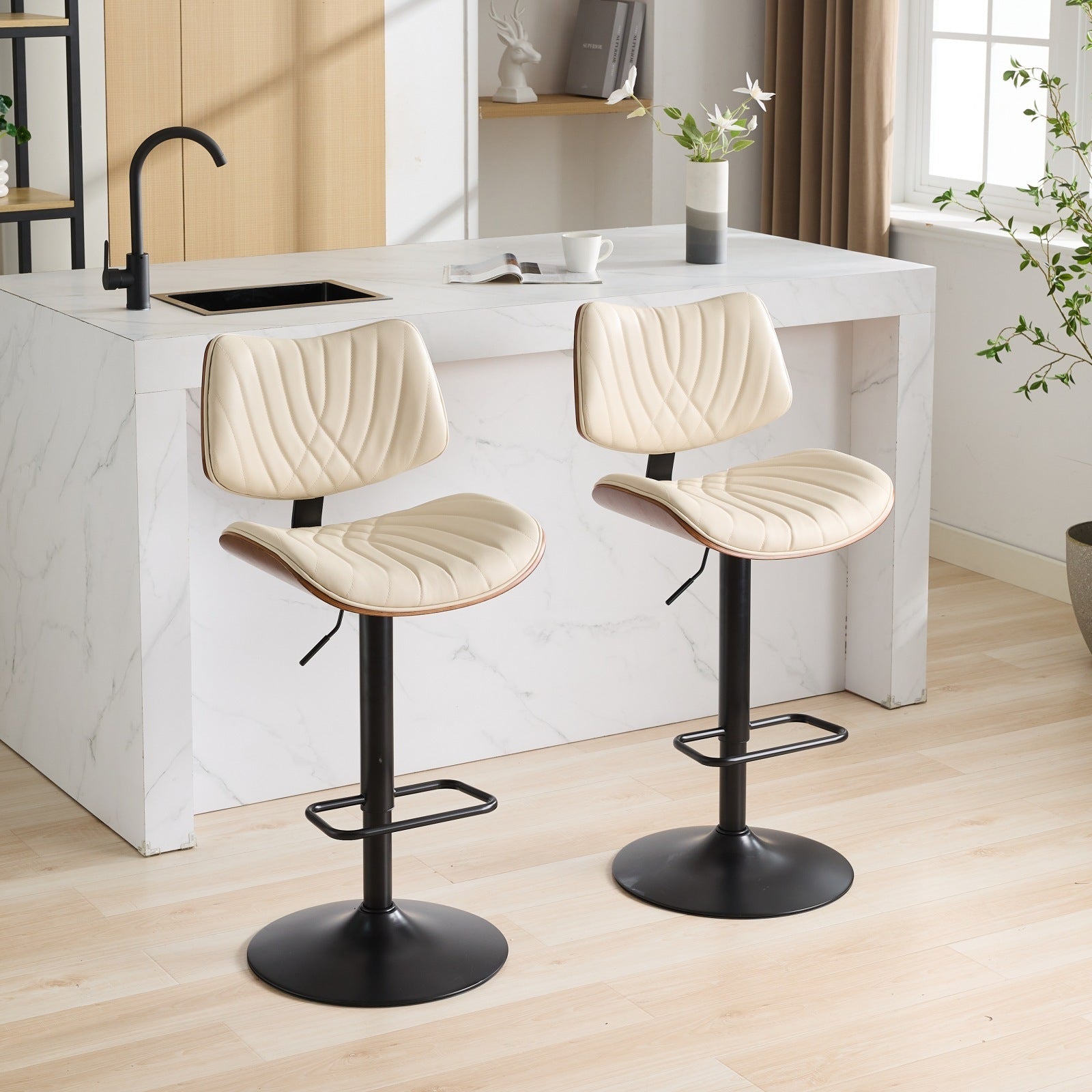 Mid Century Walnut Bentwood Bar Stools