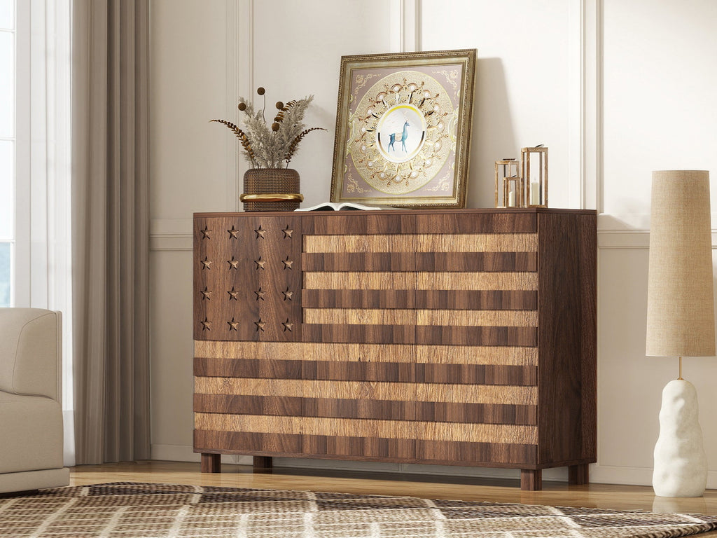55' Buffet Sideboard Cabinet with Hand Carved Craftsmanship