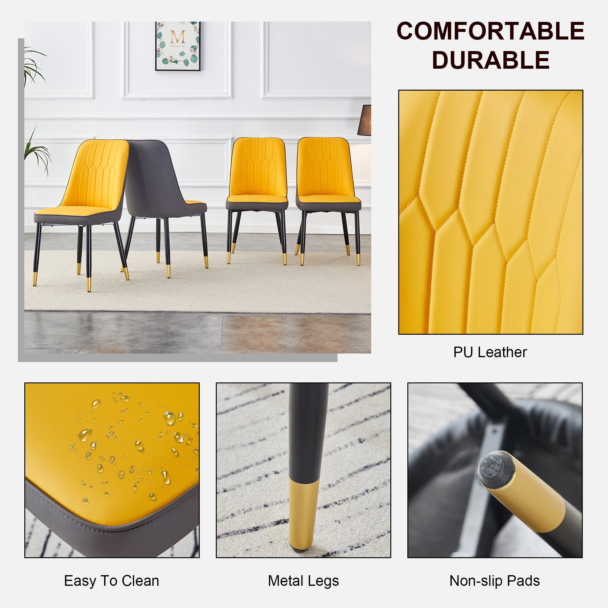 Modern PU Artificial Leather Dining Chairs (Set of 4)
