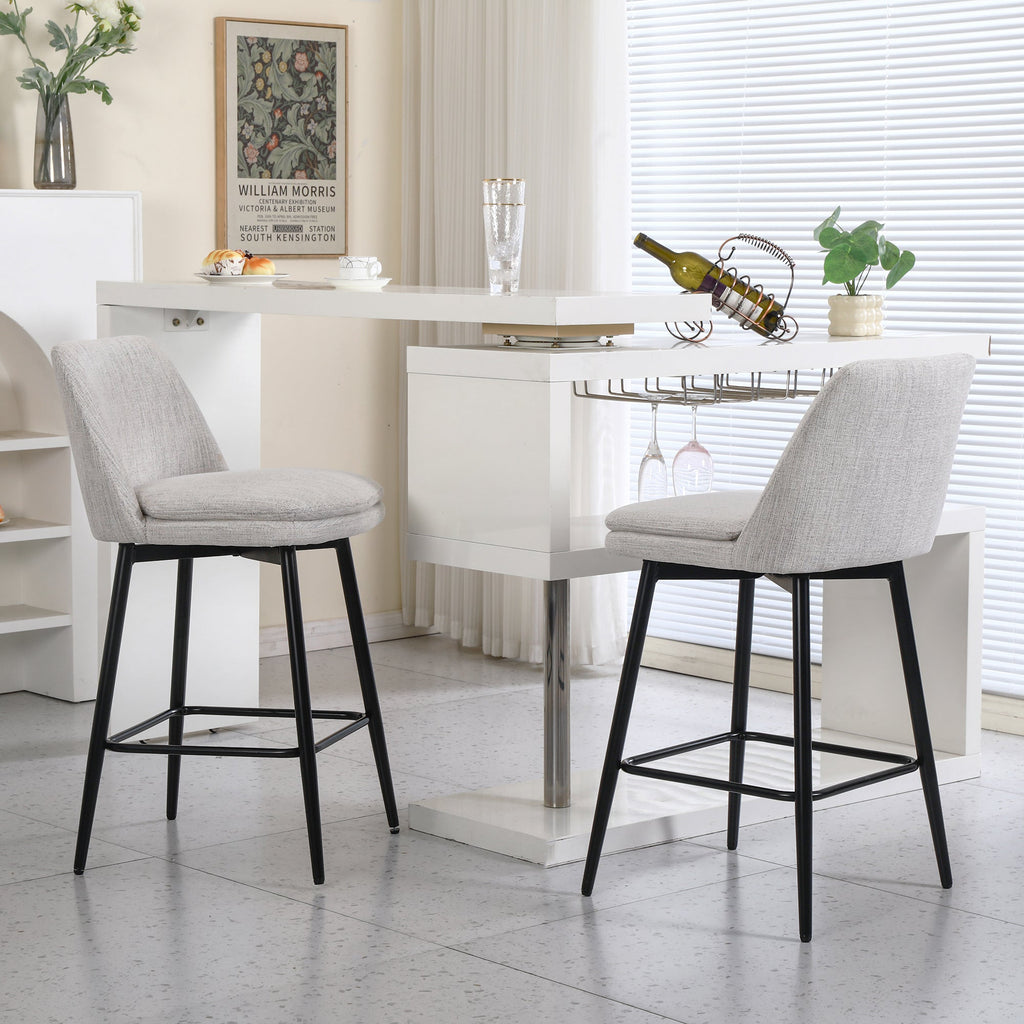 Linen/PU 360° Swivel Barstools (Set of 2)