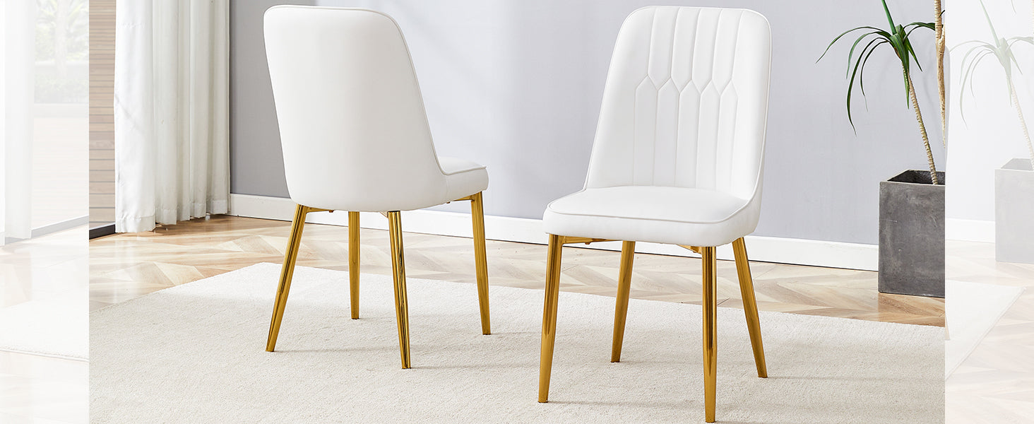 Modern Dining Chairs with Sleek PU leather Backrest (Set of 2)