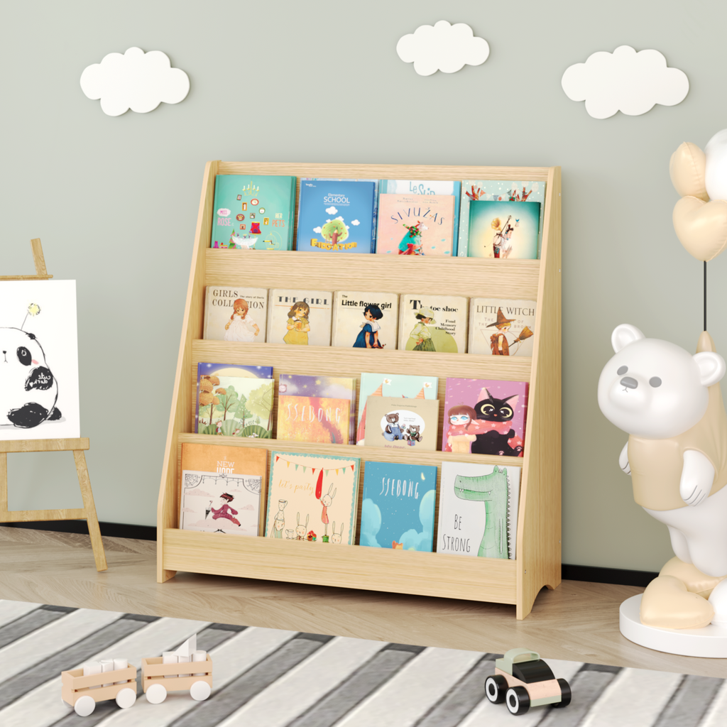 4-Tier MDF Toddler Book Display Shelves Kids Bookshelf