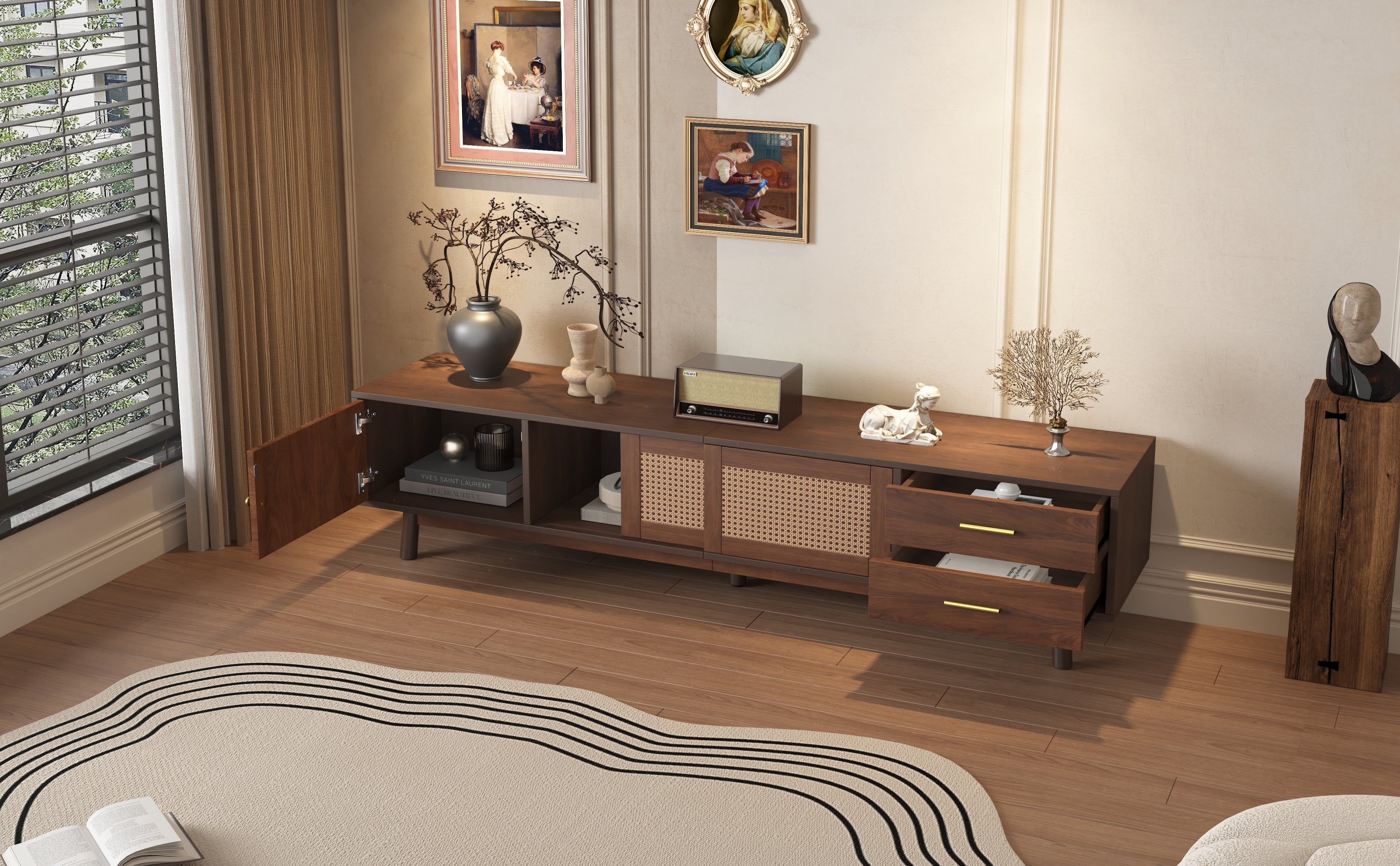 Mid Century Modern TV Stand for 80' TVs