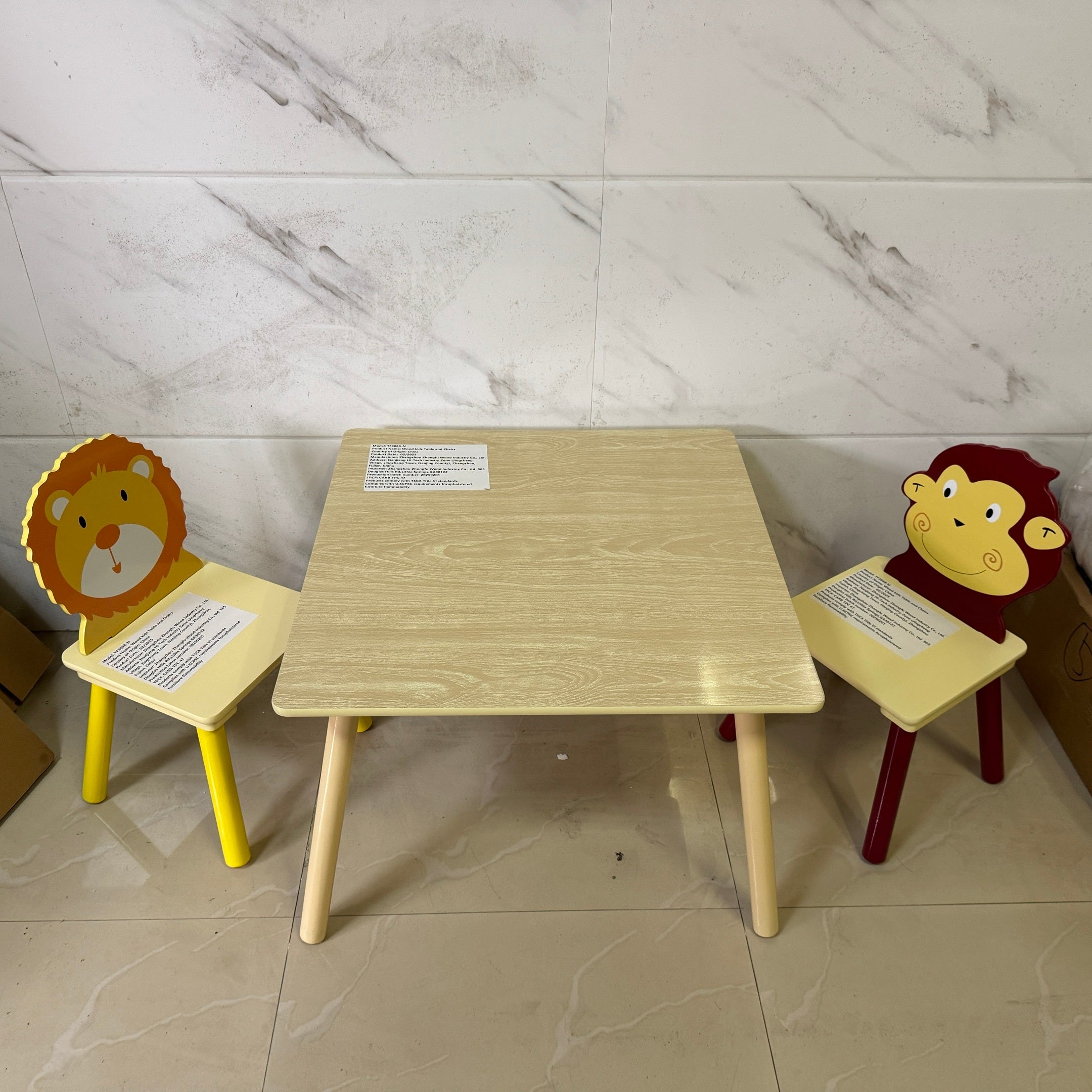 Kids Wooden Table and 2 Chairs Set