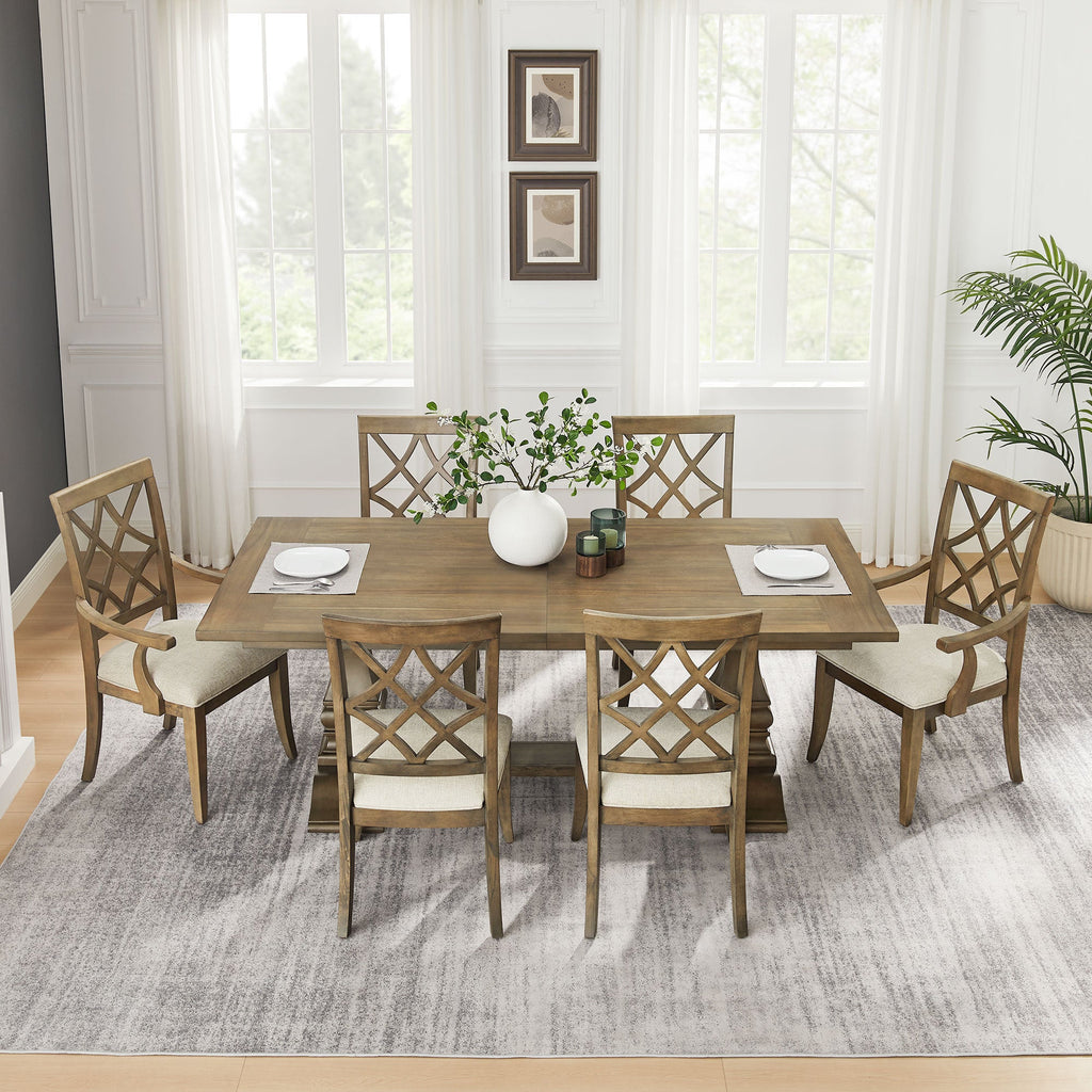 Wooden Frame Upholstered Dining Chairs (Set of 2)