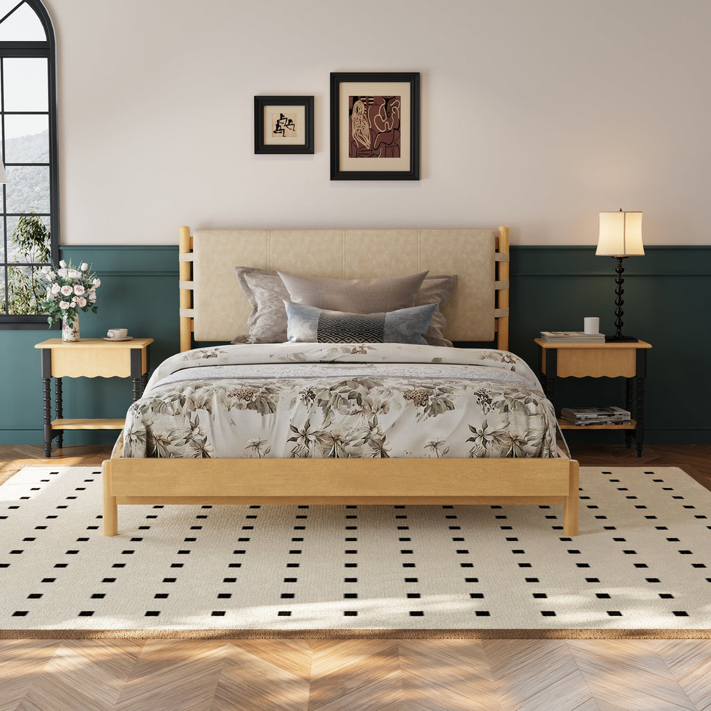 Premium Queen Size Rubber Wood Platform Bed Frame