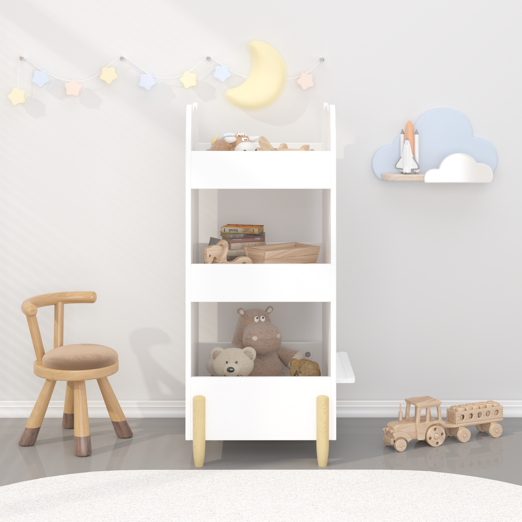 Kids Bookshelf with Chalkboard Side