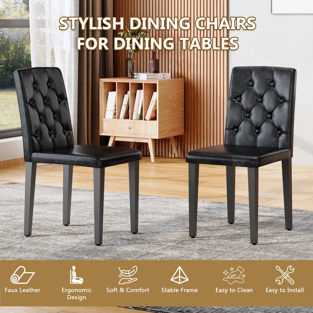 35 Inches Black PU Dining Chairs (Set of 4)