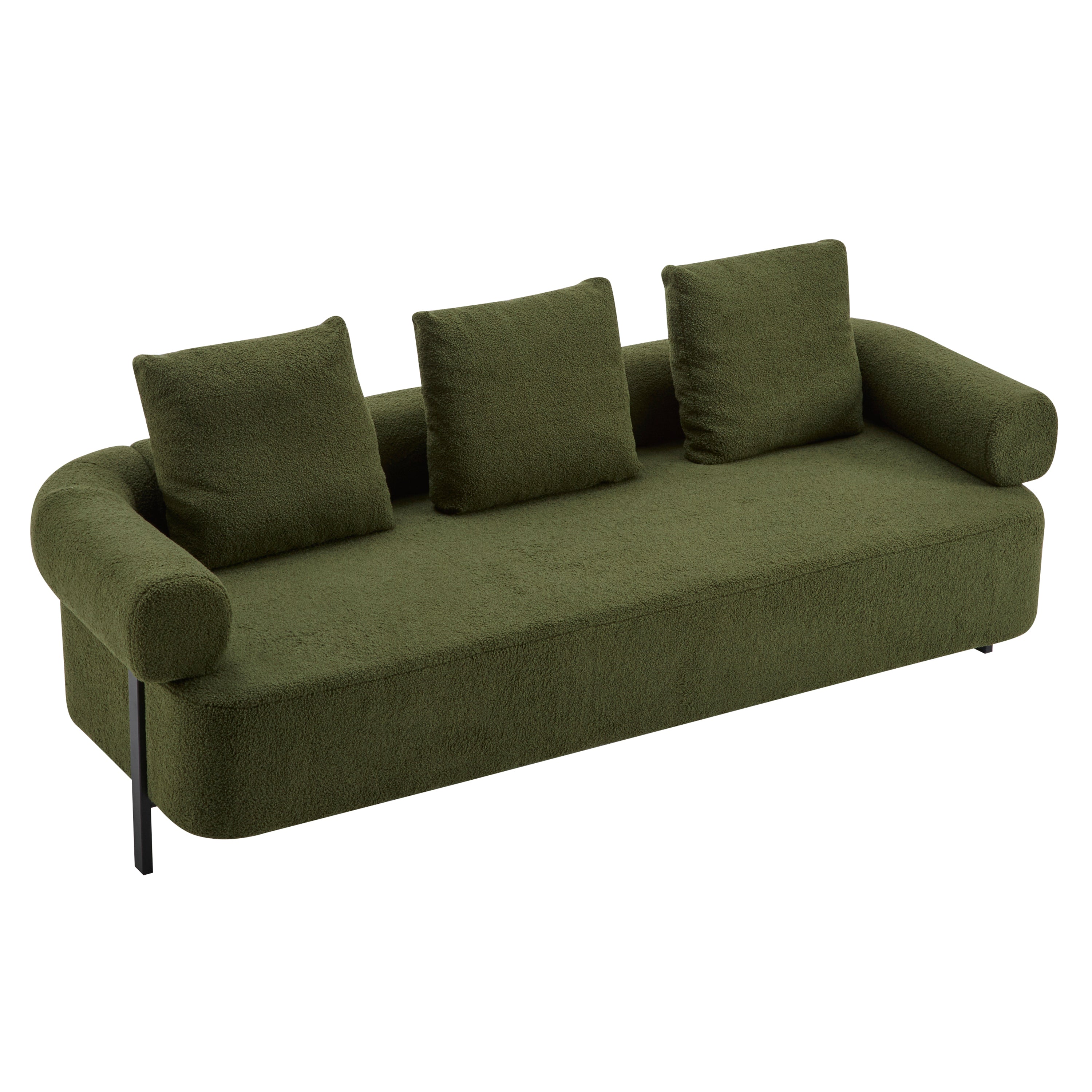 78' Modern Upholstered Sofa with 3 Plush Pillows