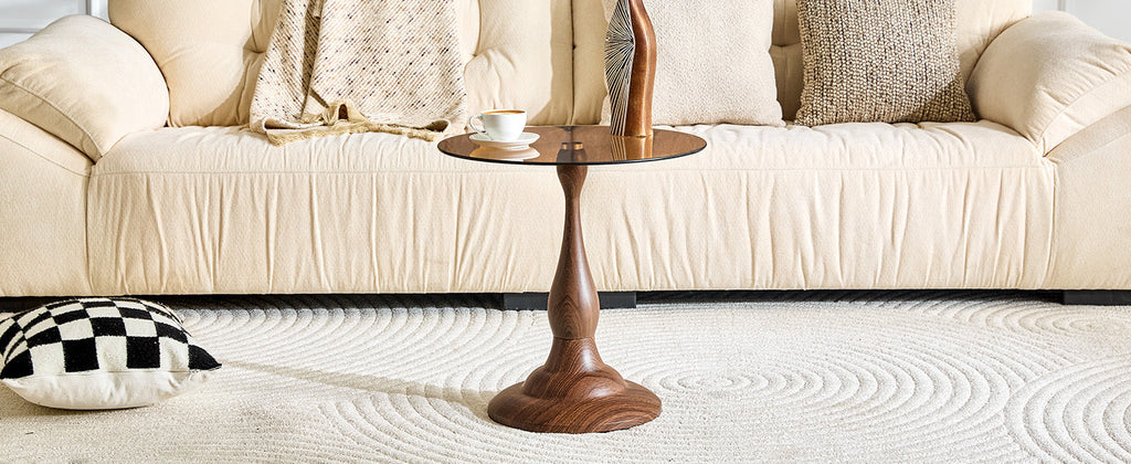 20" Small Luxury Metal Round Side Table with a Glass Top